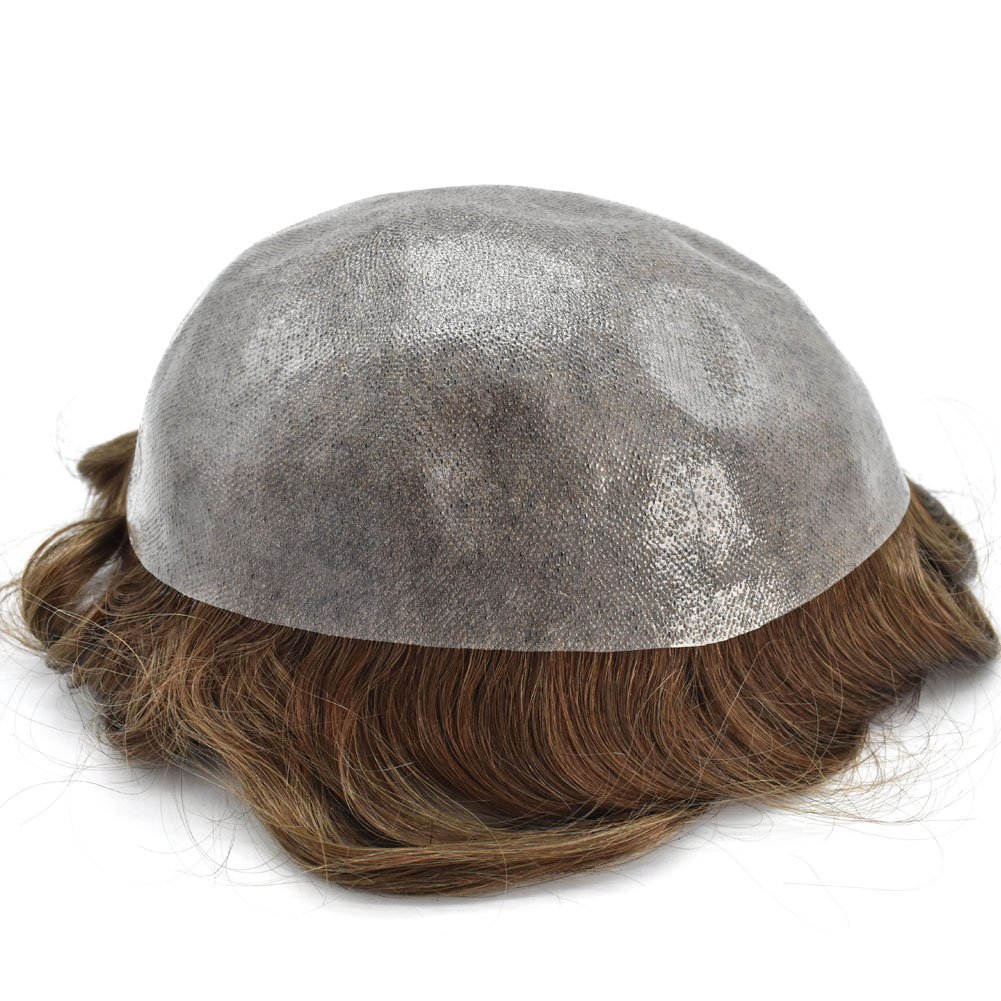 Premium Men's Toupee - 100% Human Hair System with Thin Skin Base - 6