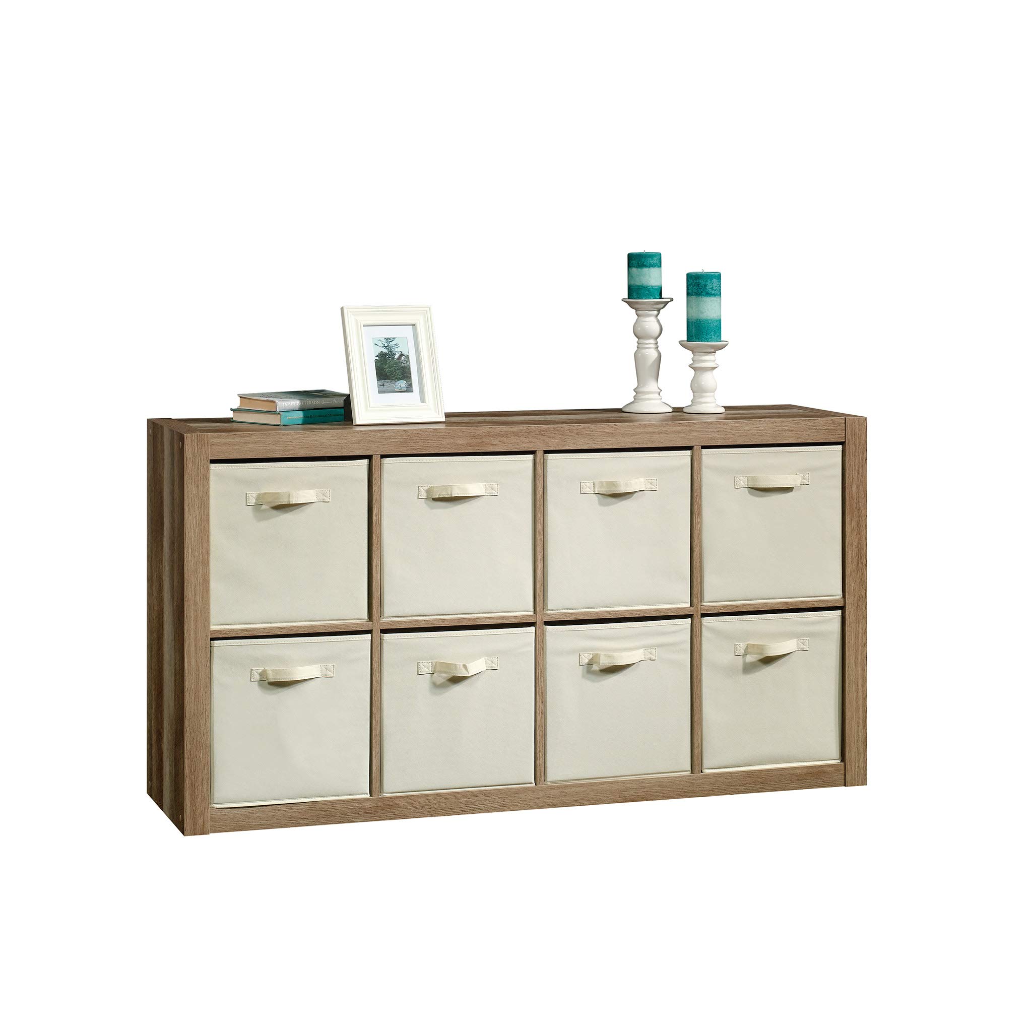 Sauder Stow-Away 8-Cube Organizer - Versatile Storage Shelf for Home & Office - Cube Bookshelf with Lintel Oak Finish - Perfect for Living Room, Bedroom, or Kids Room Organization