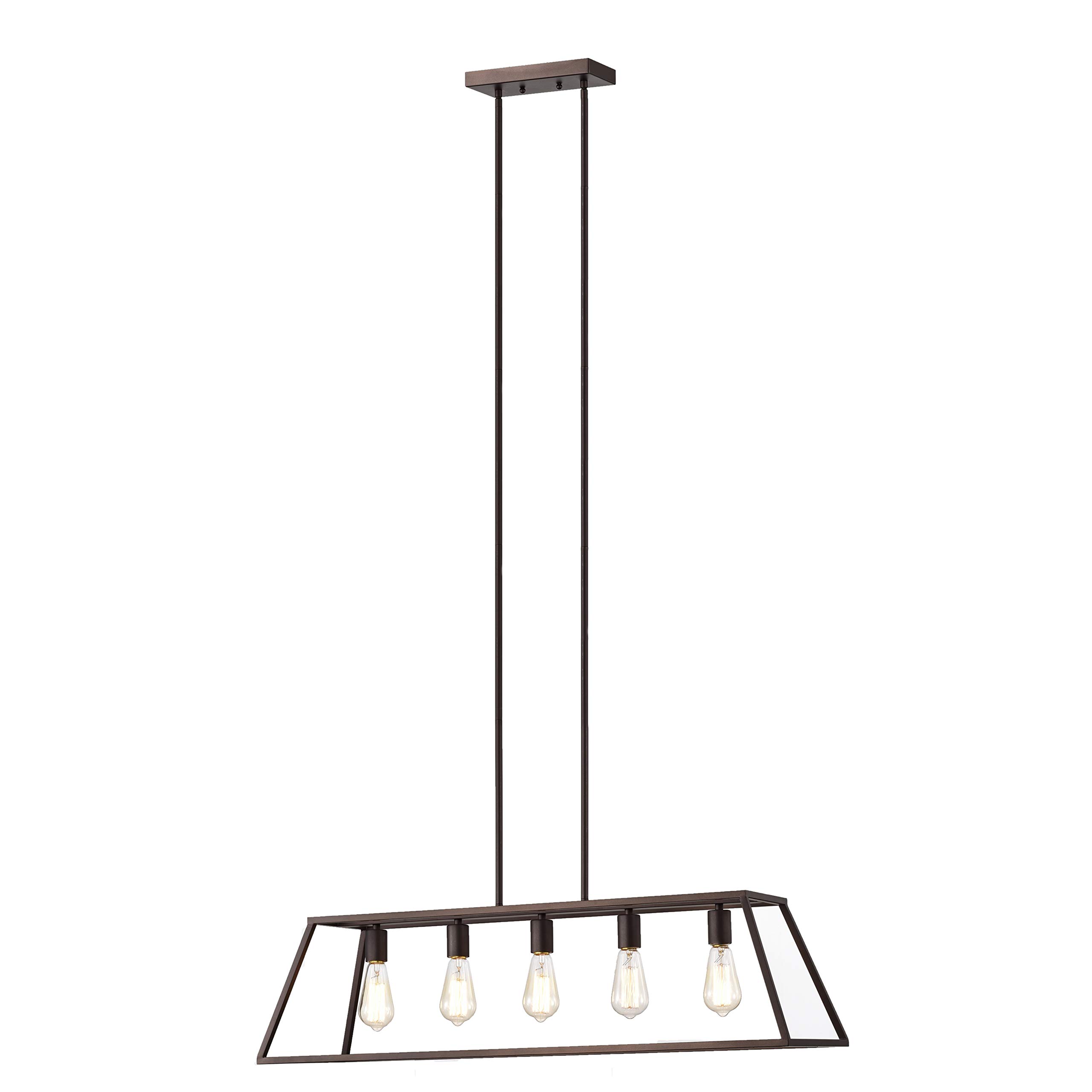 Industrial 5-Light Oil Rubbed Bronze Pendant Ceiling Fixture - 38