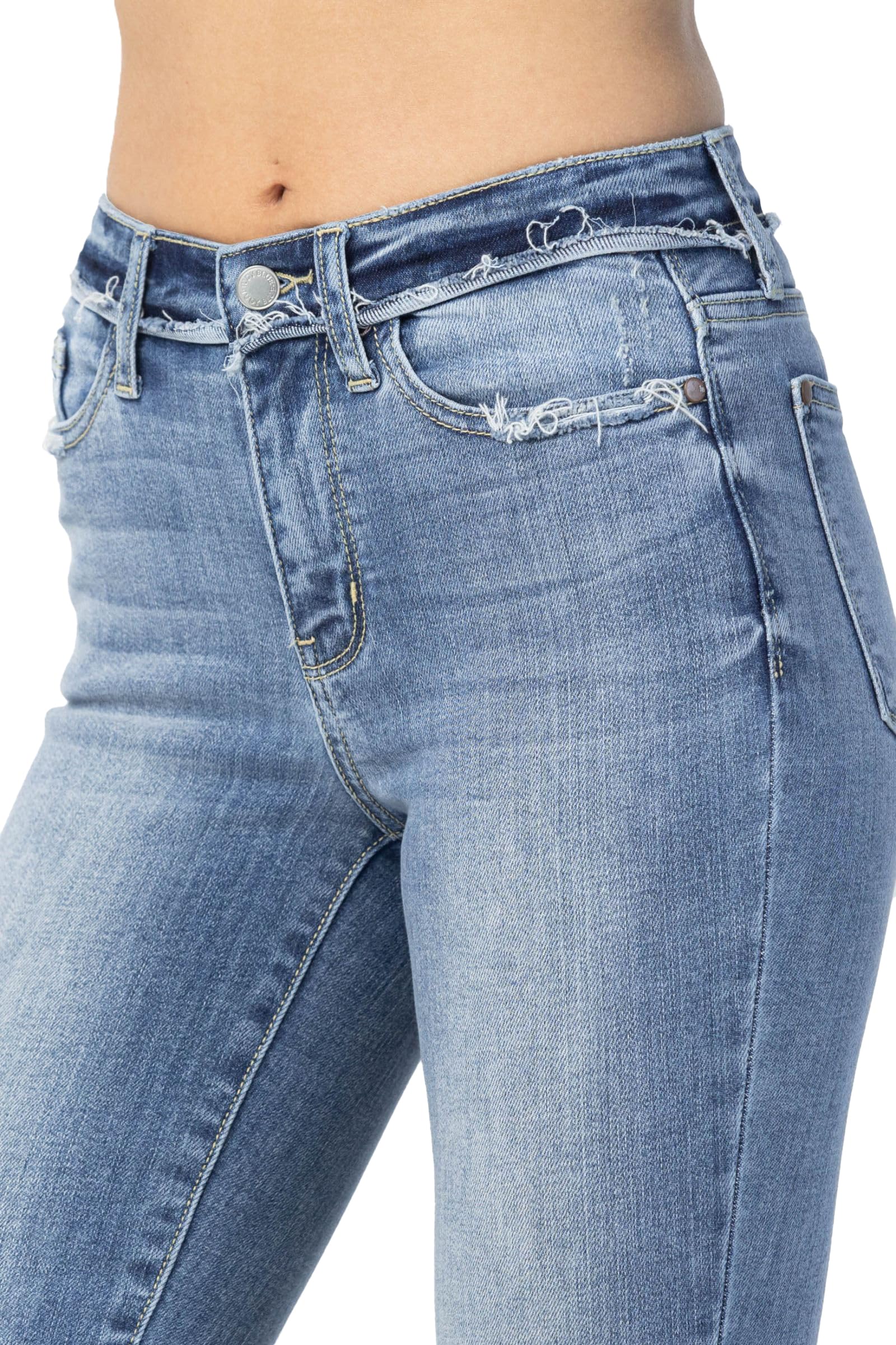 Judy Blue Women's Mid-Rise Stretch Skinny Jeans with Comfort Waistband - Perfect for Casual Wear, Office & Night Out