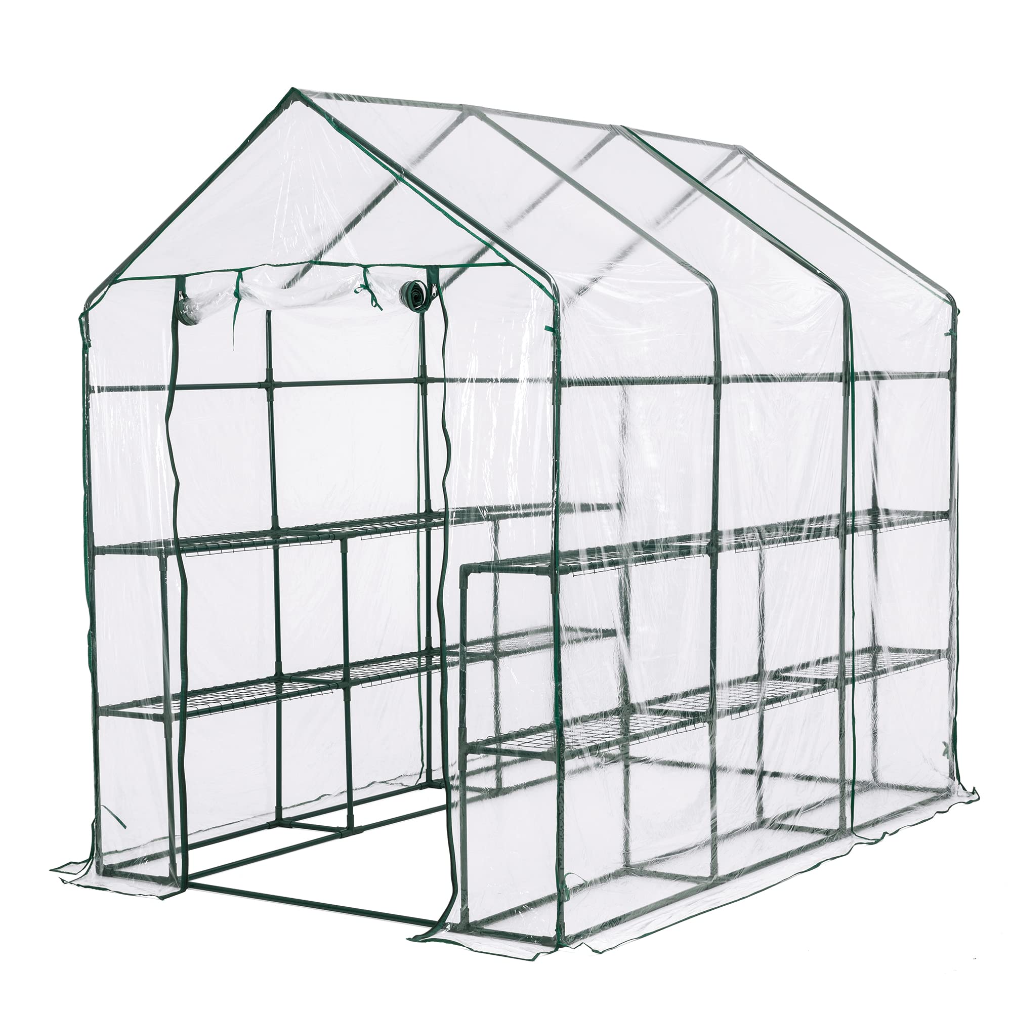 Glitzhome 3-Tier 18-Shelf Walk-in Greenhouse for Plants & Gardening with Transparent PVC Cover - Perfect for Indoor/Outdoor Seed Starting, Plant Protection & Year-Round Gardening