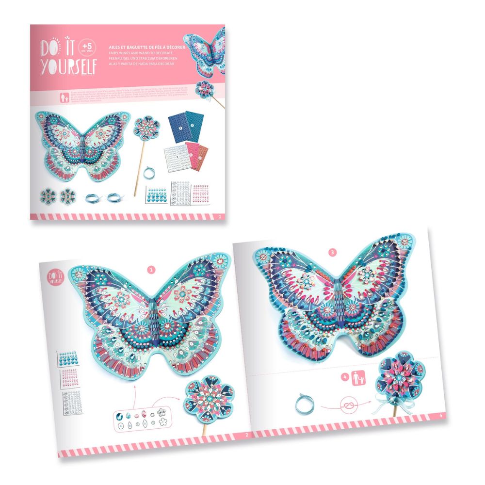 DIY Fairy Wings Mosaic Kit for Kids - Djeco Like A Fairy Creative Art Project | Perfect for Birthday Gifts & Imaginative Play