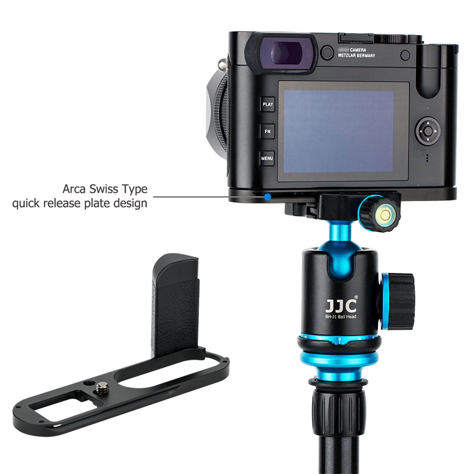 Leica Q2 Metal Hand Grip - Anti-Slip L Bracket Holder with Arca Swiss Quick Release Tripod Mount | Secure Grip for Leica Q2 Digital Camera | No Battery/Memory Card Blockage | Perfect for Travel, Street & Studio Photography