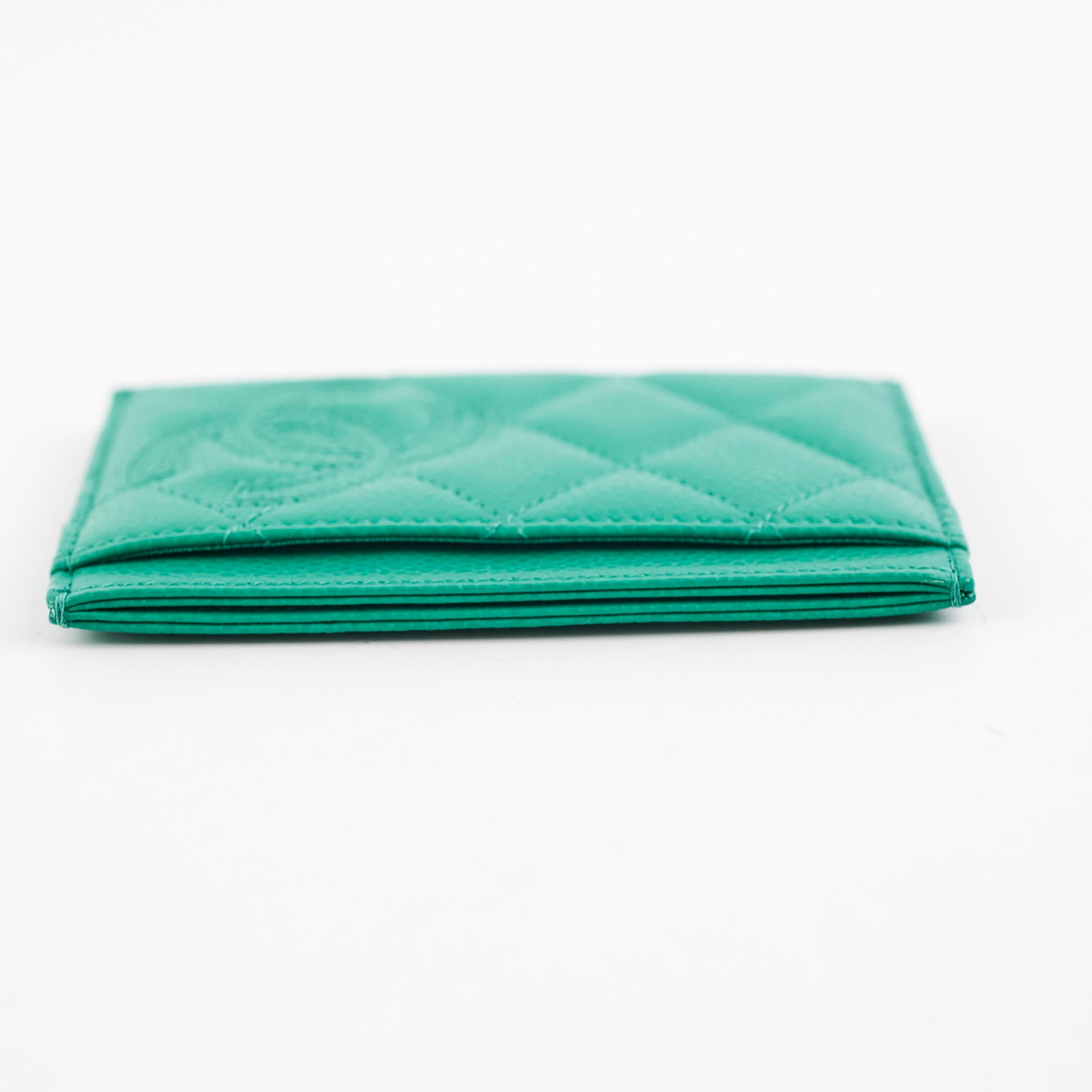 Chanel Caviar Leather Card Holder in Sea Green - Luxury Compact Wallet for Everyday Use & Travel Essentials