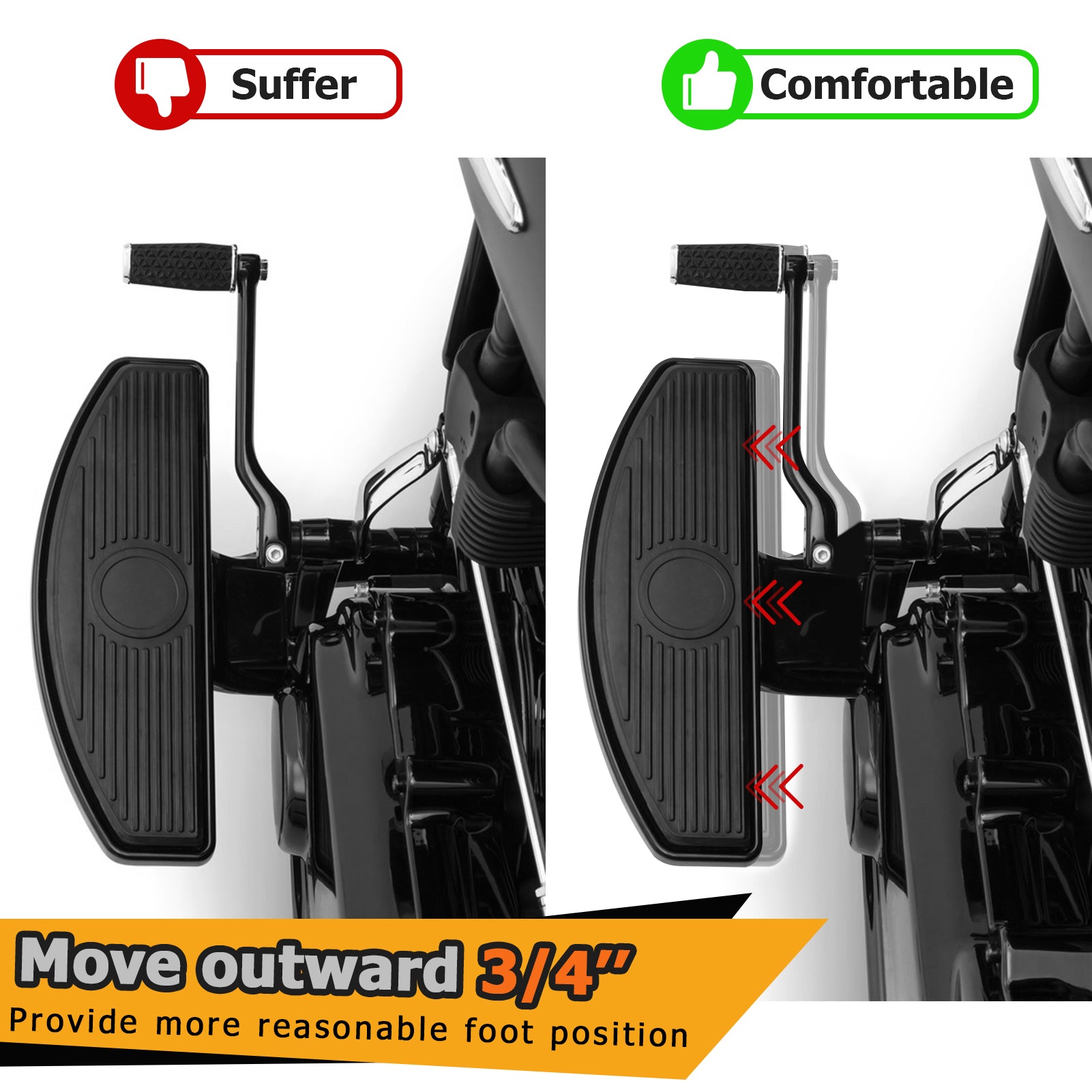 Harley Softail FL Foot Control Extension Spacers for 2018-2025 Models - Driver Floorboard Upgrade for Comfort & Control - Perfect for Long Rides & Custom Bike Builds