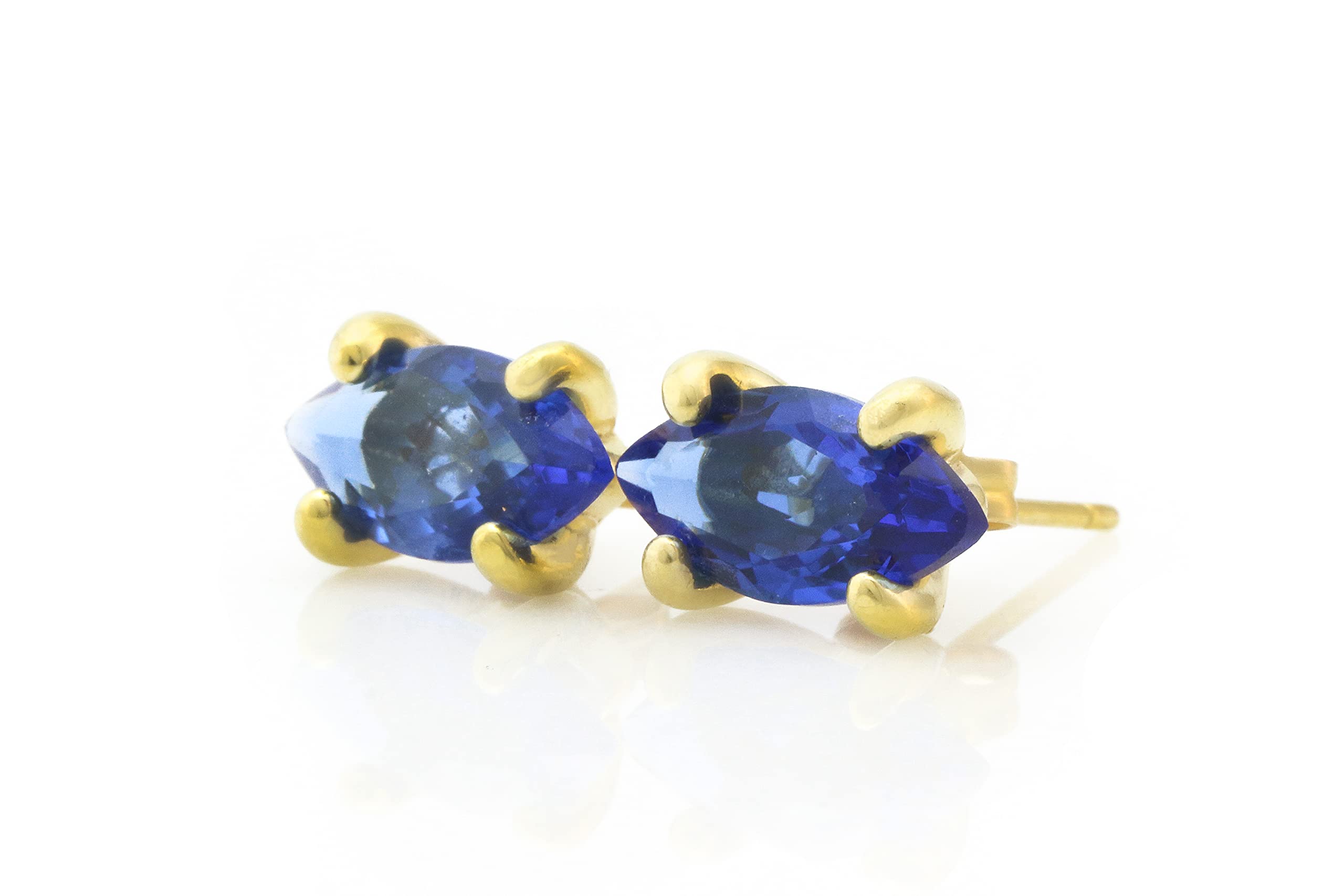 Sapphire Marquise Stud Earrings - September Birthstone Jewelry, Blue Stone Earrings for Women, Elegant Bridal & Fashion Jewelry Gift Set with Jewelry Box - Perfect for Weddings, Anniversaries & Special Occasions