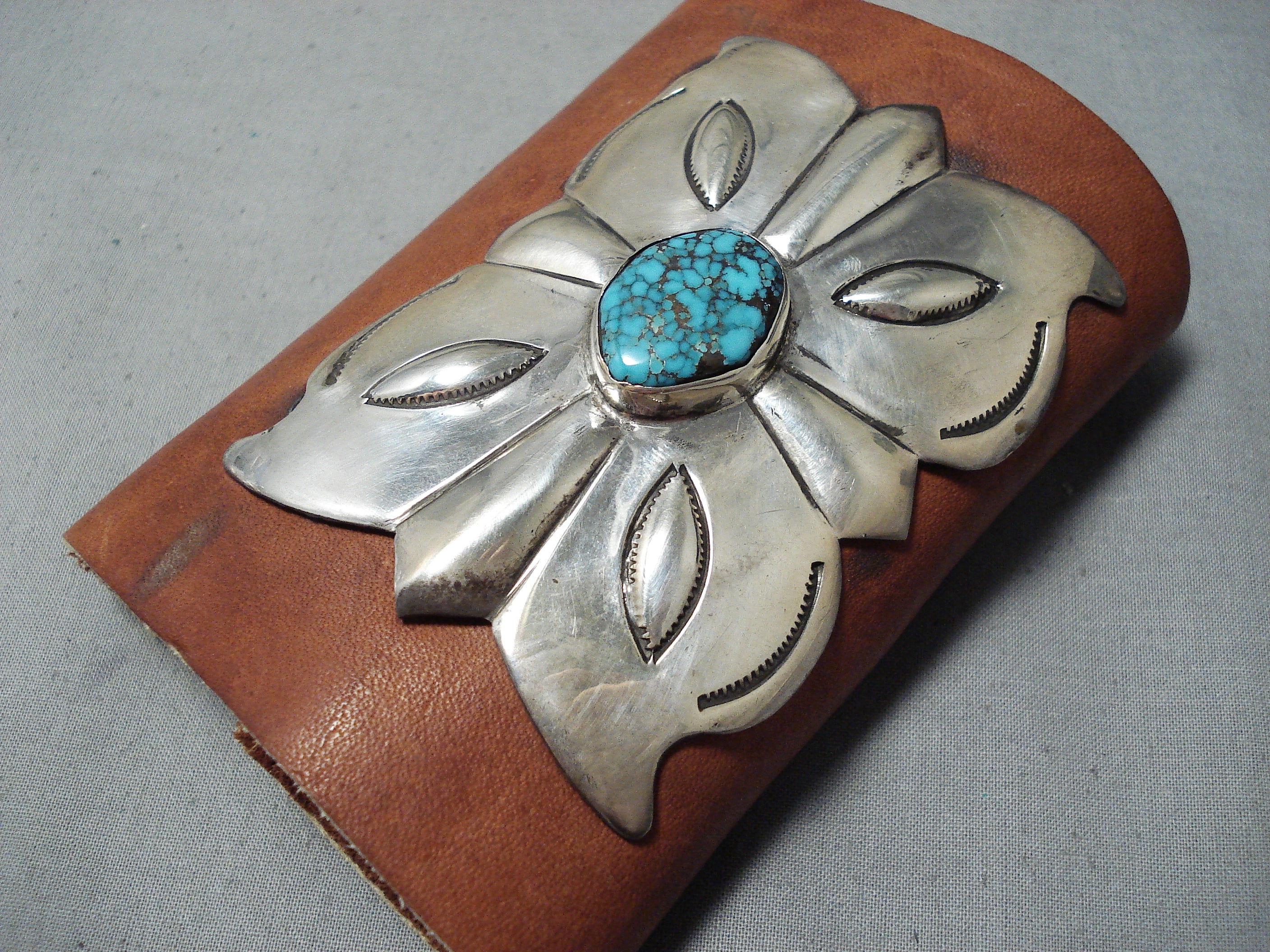 Vintage Native American Navajo Spiderweb Turquoise Sterling Silver Bowguard - Authentic Handmade Jewelry for Western Fashion & Boho Style
