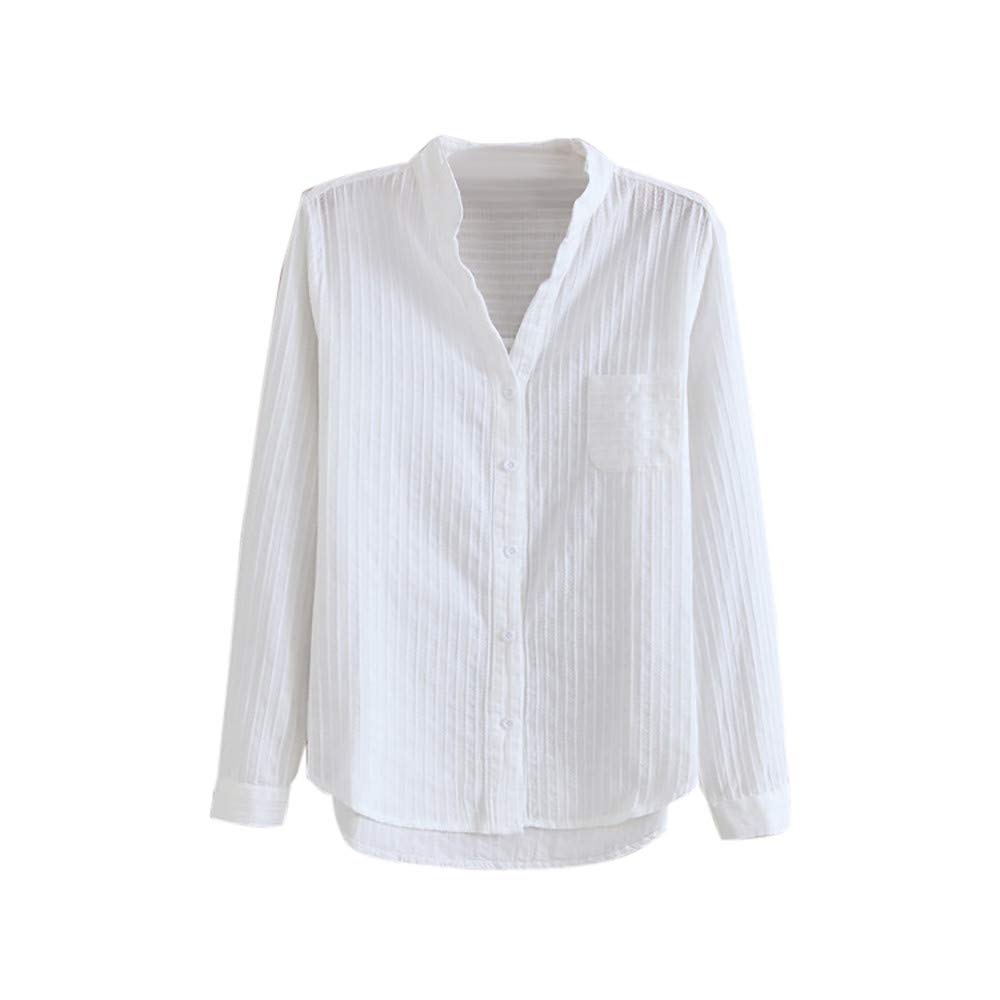 Women's Slim-Fit V-Neck Cotton Long Sleeve Blouse - White Workout Top for Yoga, Gym & Casual Wear
