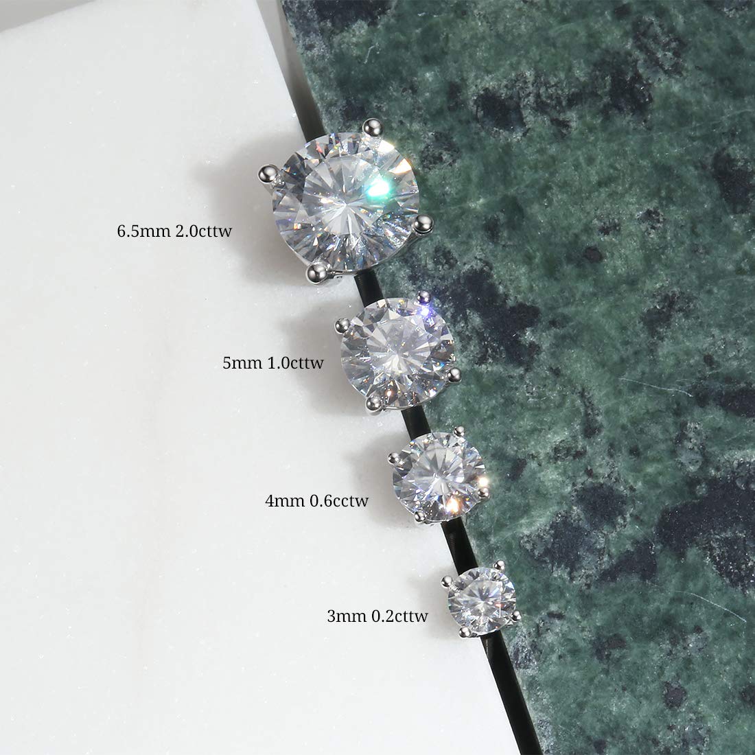 14K Solid White Gold Round 4 Prong Moissanite Stud Earrings - D-E Color VVS Clarity Simulated Diamond Screw Back Earrings for Women & Girls | Fine Jewelry Gift for Anniversary, Birthday & Special Occasions
