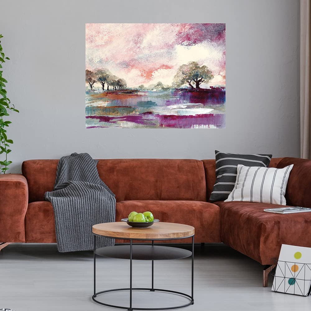 Rusty Sunset Canvas Wall Art Print by Lanie Loreth - Handmade Fine Art Painting for Living Room, Bedroom, Office Decor - 32x24 Inches Ready to Hang - Perfect for Home, Cafe & Hotel Wall Decoration