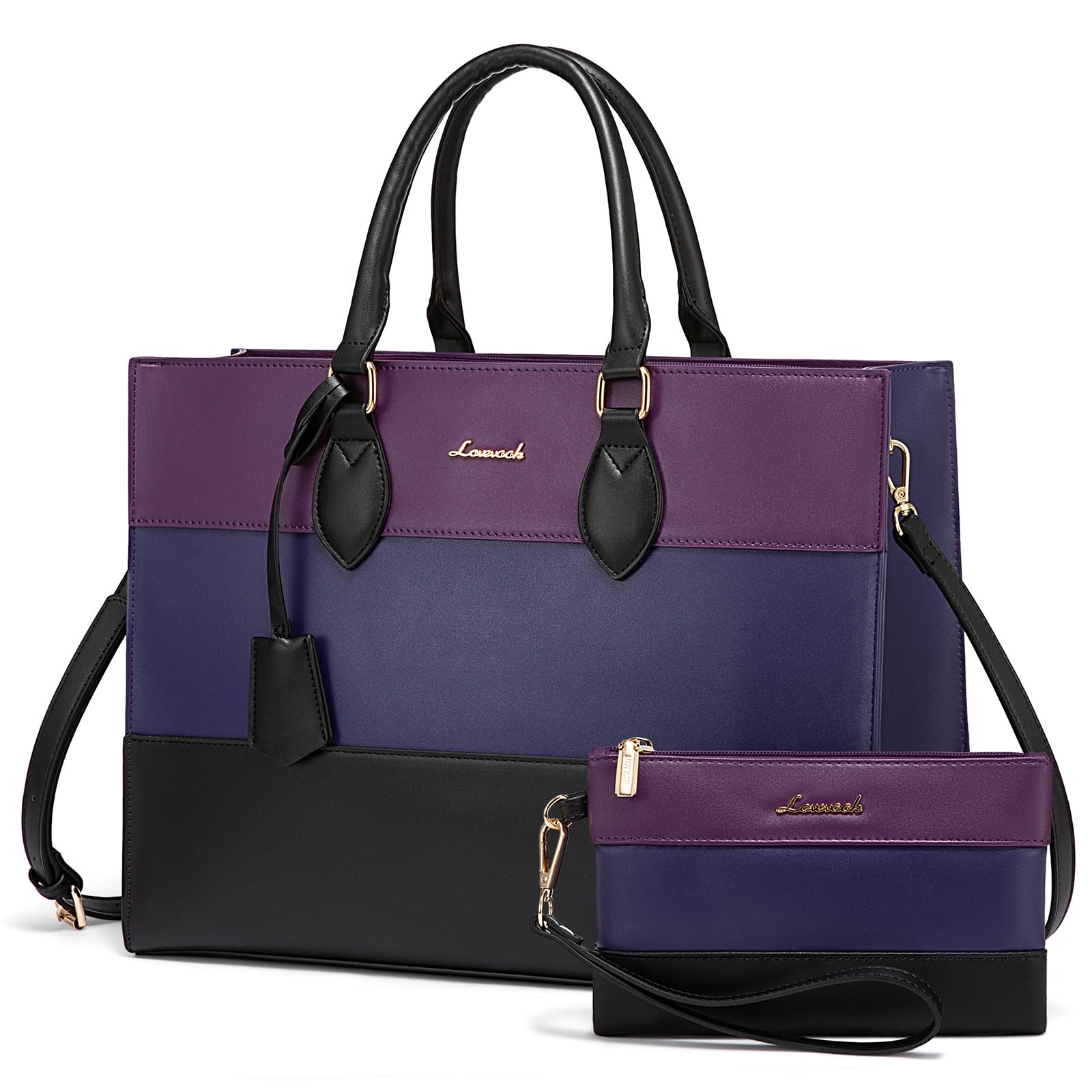 LOVEVOOK Professional Laptop Tote Bag for Women - Stylish Work Tote & Business Office Computer Briefcase with Detachable Clutch Purse | Perfect for Business Meetings, Office Commute & Travel Accessories