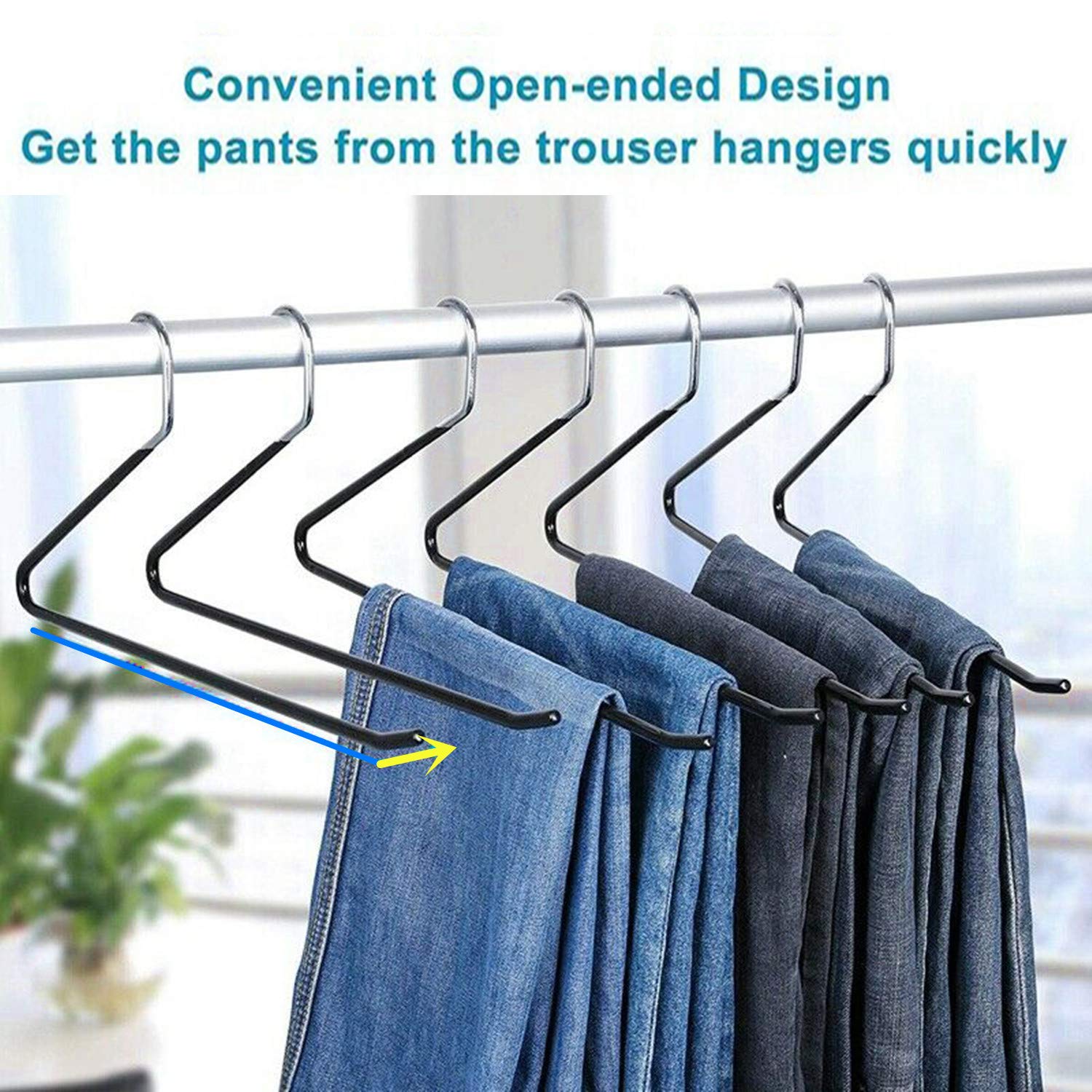 Non-Slip Metal Pants Hangers - 20 Pack Space Saving Closet Organizers, Rubber Coated Short Neck Clothes Hangers for Dresses, Trousers & Skirts - Perfect for Home, Office & Travel Wardrobe Organization