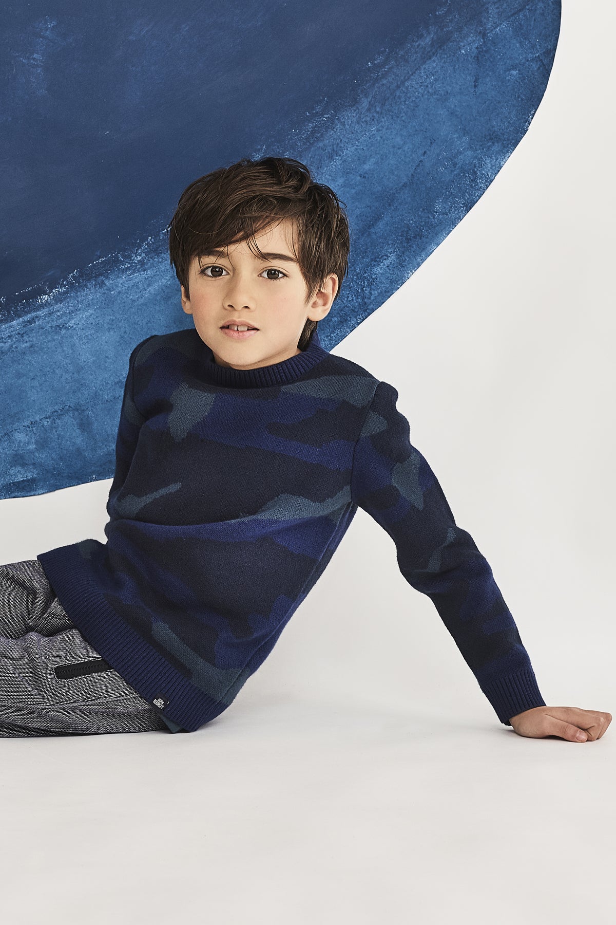 Jean Bourget Indigo Camo Boys Sweater - Size 6 | Trendy Camouflage Pullover for Kids | Perfect for School, Outdoor Adventures & Casual Wear