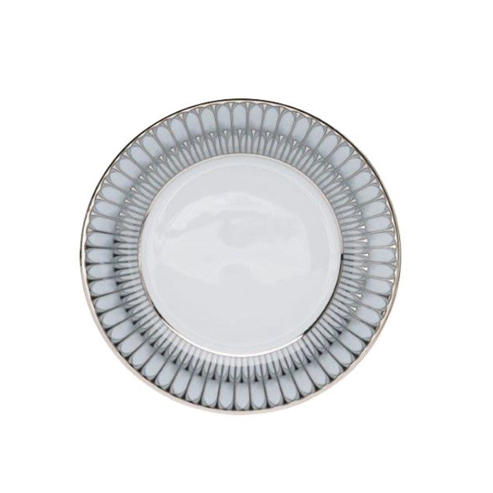 Stylish Arcades Grey & Platinum Dessert Plates - Elegant Tableware for Parties, Weddings & Fine Dining