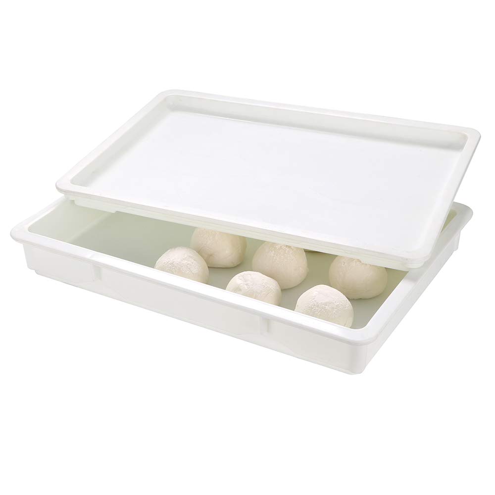 Restaurantware Rectangle Proofing Box Lid - Stackable, Dishwasher Safe White Plastic Dough Box Cover | Durable Pizza Dough Proofing Lid (Box Sold Separately) | Perfect for Bakeries, Pizzerias & Home Baking