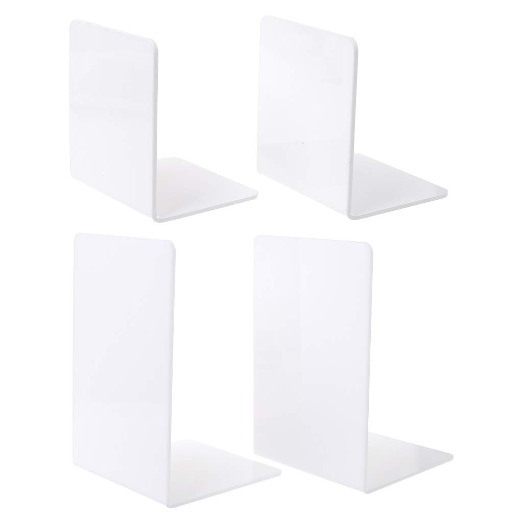 2Pcs Clear Acrylic Bookends - Heavy Duty L-Shaped Desk Organizer & Book Holder, Non-Skid Book Support for Office, Home, Library (2 Size Options) - Perfect for Shelves, Desks and Bookcase Organization