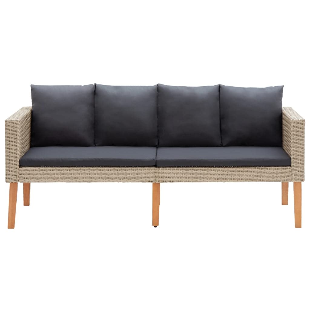 2-Seater Patio Sofa with Cushions - Weather-Resistant Poly Rattan Outdoor Furniture in Beige - Perfect for Garden, Deck, Poolside or Backyard Relaxation