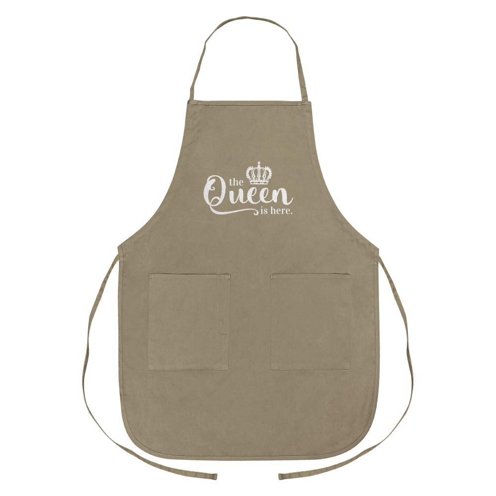 Crown Royalty Apron with Pockets - Premium Kitchen Apron for Cooking, Baking & Grilling - The Queen is Here Design - Durable & Stylish Chef Apron with Functional Pockets
