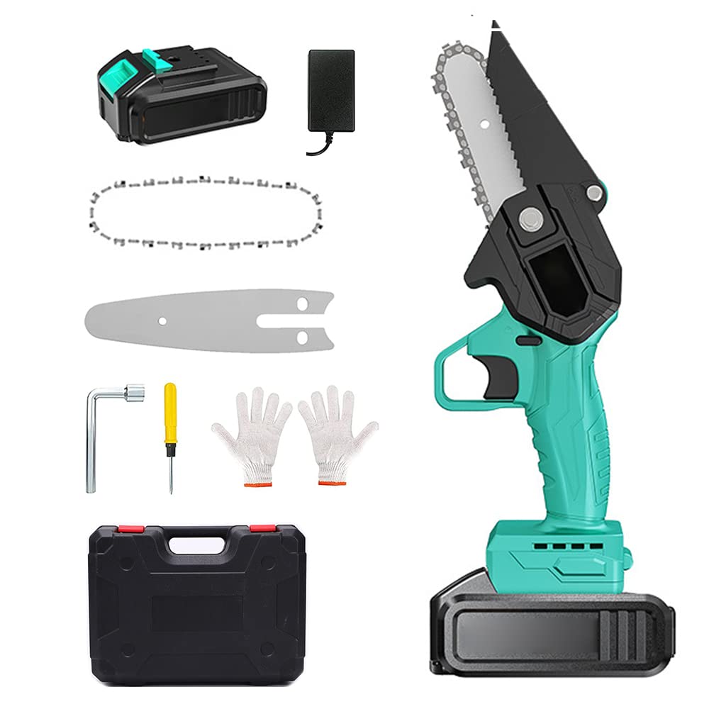 Mini Chainsaw Cordless Electric - 4 Inch Portable Power Chain Saw for Branch Wood Cutting, Garden Tree Logging & Trimming | Perfect for DIY Projects, Yard Work & Camping