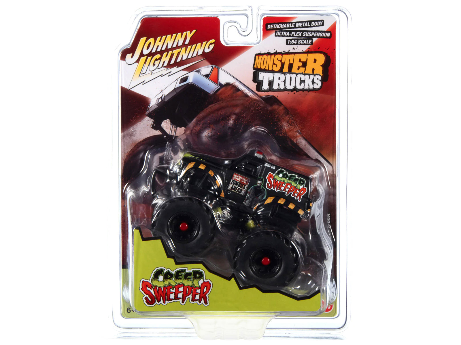 Johnny Lightning 1/64 Scale Diecast Monster Truck - Creep Sweeper Zombie Response Unit with Black Wheels | Collectible Toy for Kids & Adults | Perfect for Display, Play & Monster Truck Collections