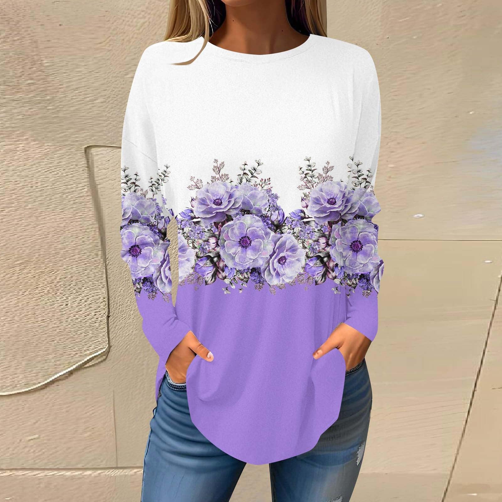 Trendy Women's Fall Tops 2023 - Fashionable Long Sleeve Pullover Sweatshirt for Casual Wear | Perfect for Autumn Outfits, Layering & Everyday Comfort