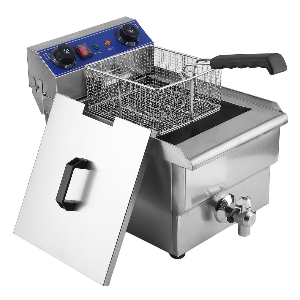 Commercial Electric Deep Fryer 13L/26L Stainless Steel - Temperature Control & Timer - Single/Dual Tank with Drain & Basket - Perfect for Restaurants, Food Trucks, and Catering Businesses