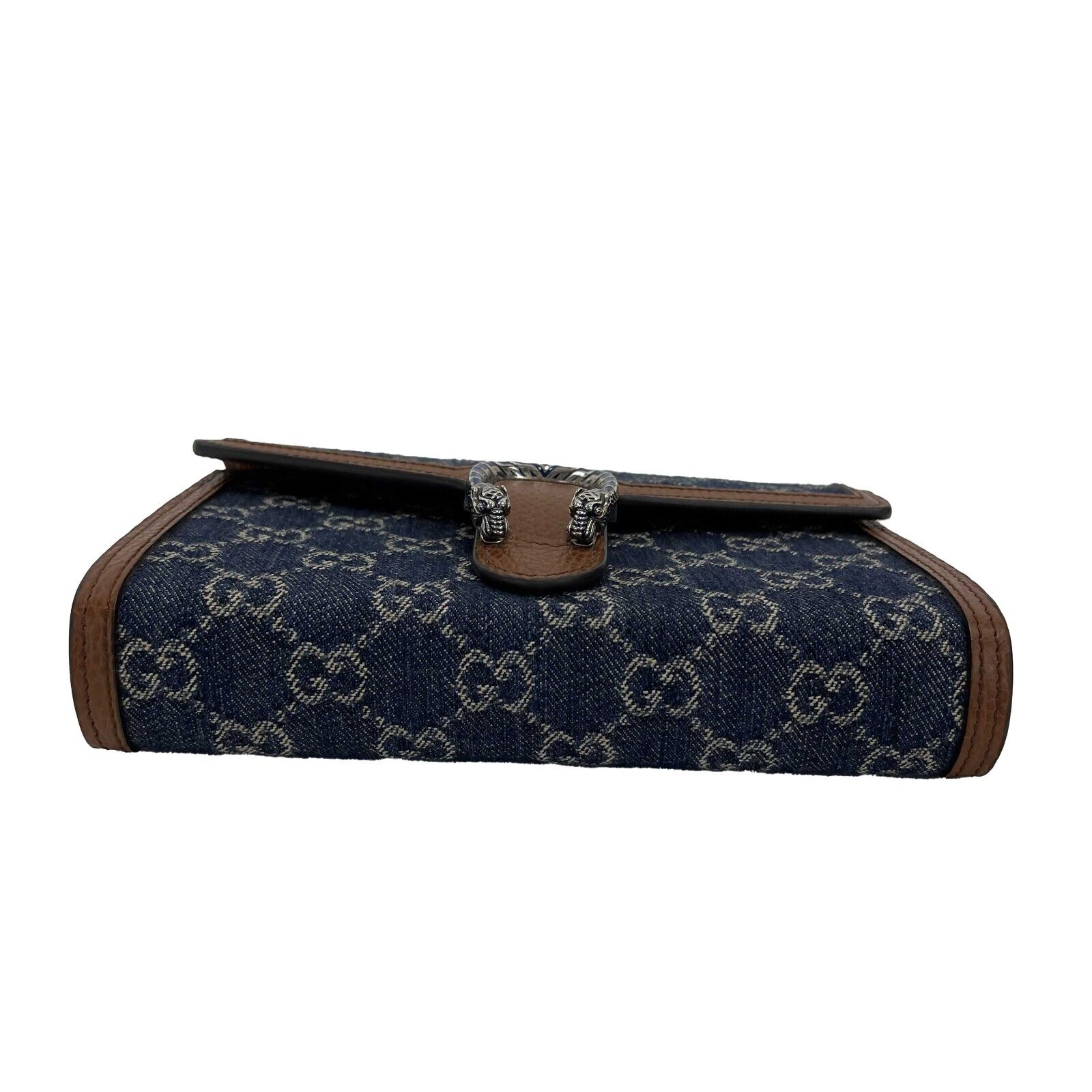 Gucci Dionysus GG Denim Shoulder Bag - Blue & Brown Leather Crossbody Bag with Adjustable Shoulder Chain | Perfect for Casual Outings, Date Nights & Travel Accessories