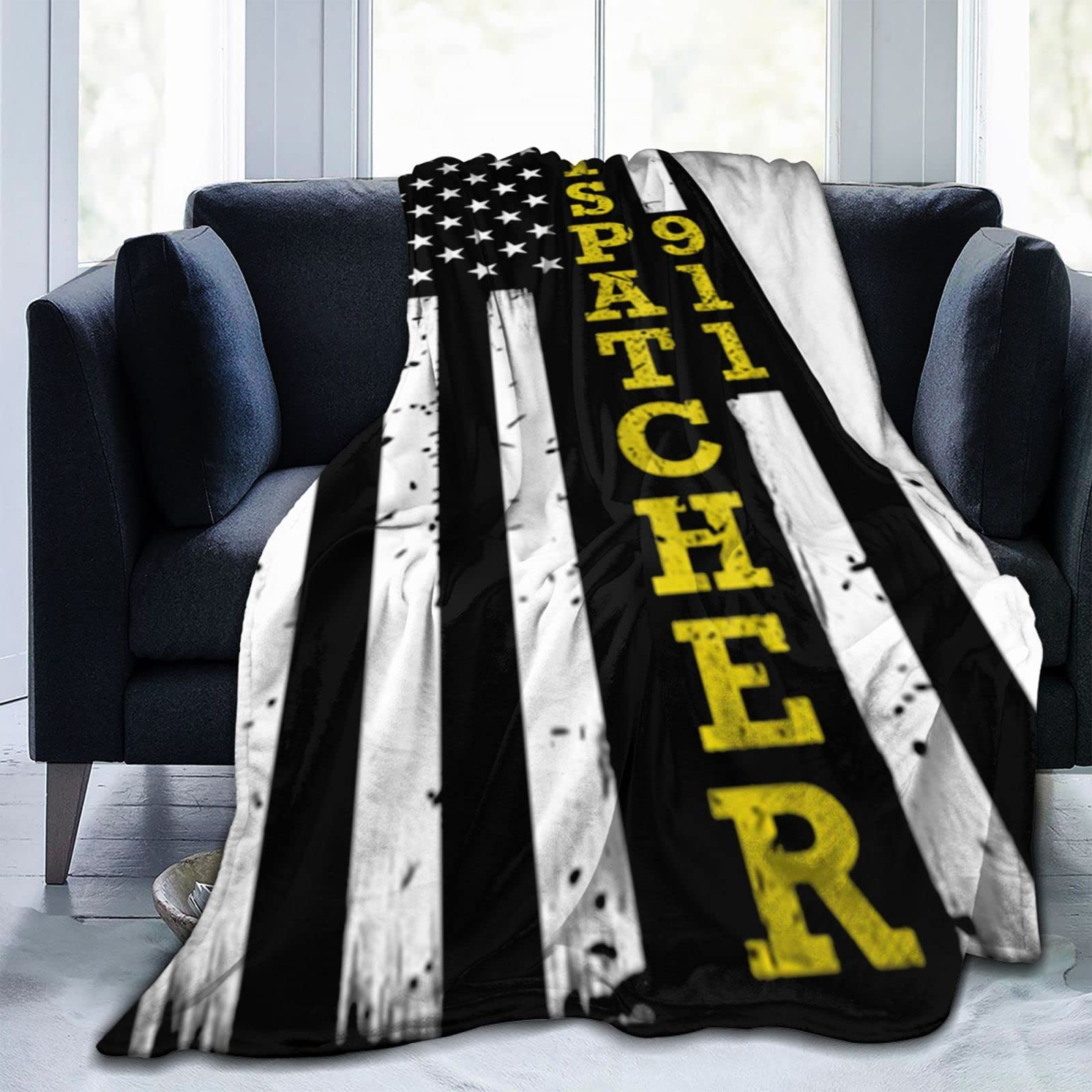 Thin Gold Line Flag 911 Dispatcher Fleece Blanket - 50