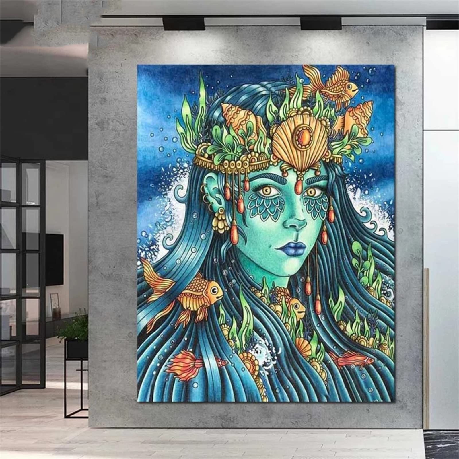 5D Diamond Painting Kit for Adults - Fantasy Ocean Goddess DIY Diamond Art, Full Drill Rhinestone Cross Stitch Mosaic (80x120cm) - Wall Decor, Stress Relief, Creative Gift for Women & Home Decoration
