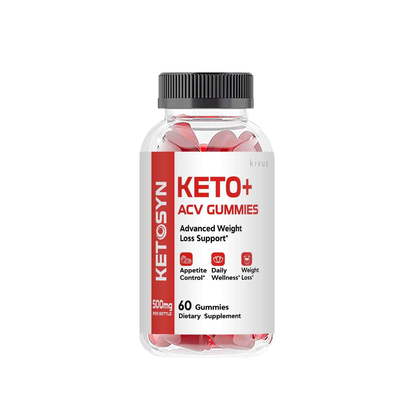 Kivus Ketosyn Gummies - Apple Cider Vinegar Keto Gummies for Weight Loss & Energy Boost (60 Count) | Perfect for Ketogenic Diet & On-the-Go Snacking