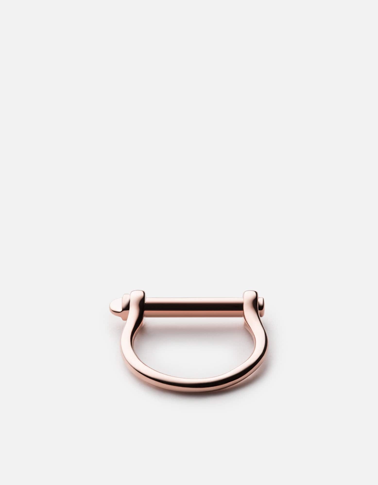 10k Rose Gold Thin Screw Cuff Ring - Dainty Minimalist Jewelry for Women, Stackable Bracelet for Everyday Wear & Special Occasions