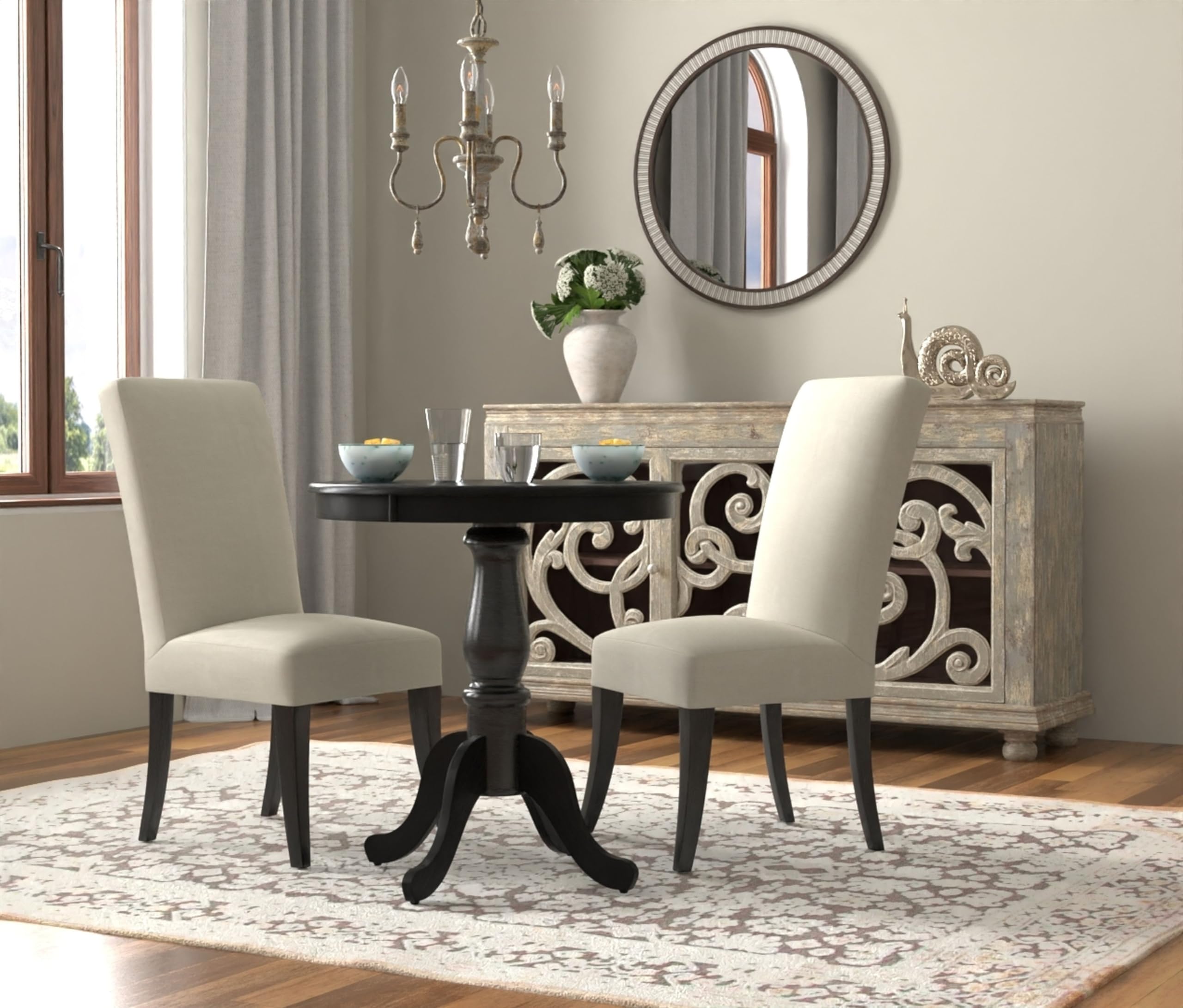 Carolina Chair and Table Hamilton 30-Inch Round Pedestal Bar Table in Antique Black - Perfect for Kitchen Islands, Home Bars, and Dining Room Decor