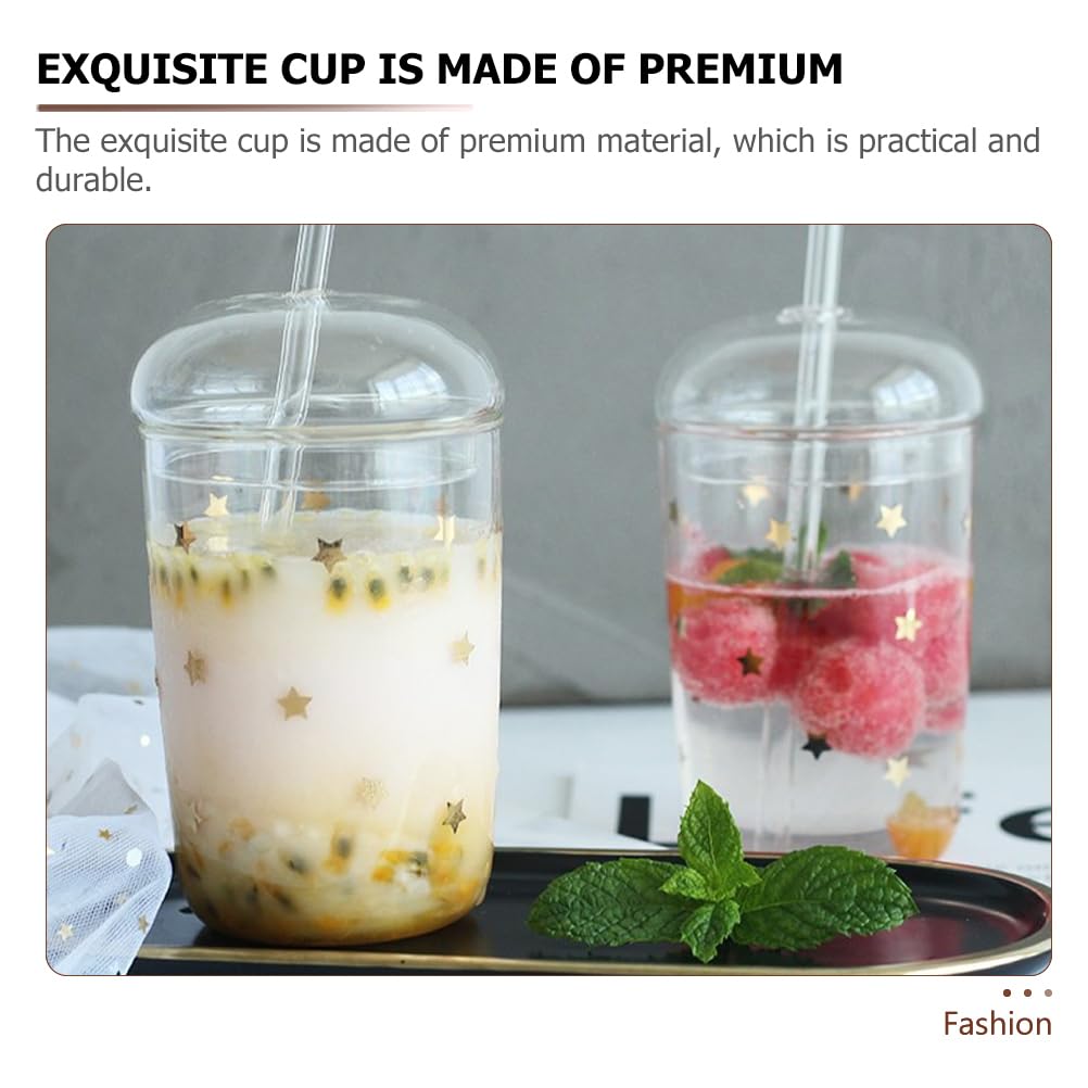 DOITOOL 16 oz Glass Tumbler with Lid and Straw - Reusable Iced Coffee Cup, Smoothie Cup & Bubble Tea Cup - Perfect for Cold Drinks, Juice, Tea and Coffee at Home, Office or Travel