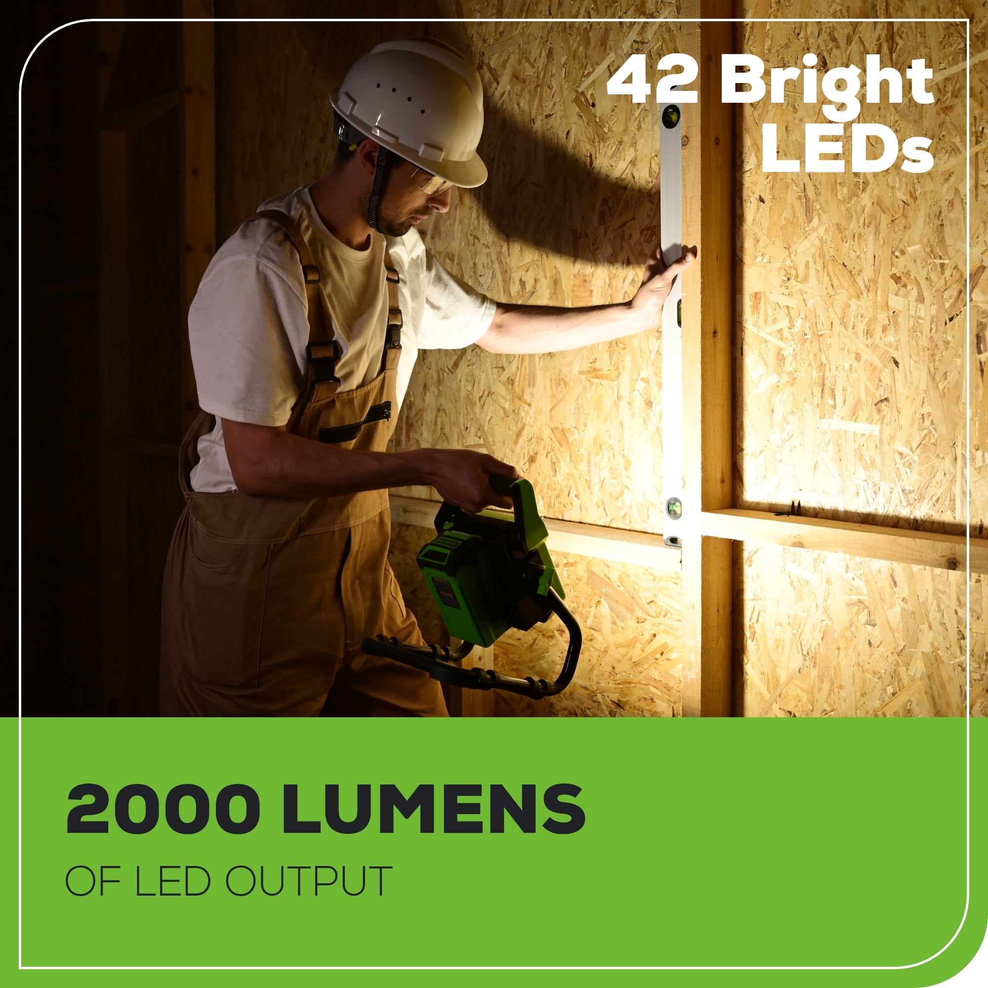 40V AC/DC 2000 Lumen Rechargeable LED Work Light - Powerful Cordless Job Site Lighting for Construction, Auto Repair & Outdoor Projects (Tool Only)