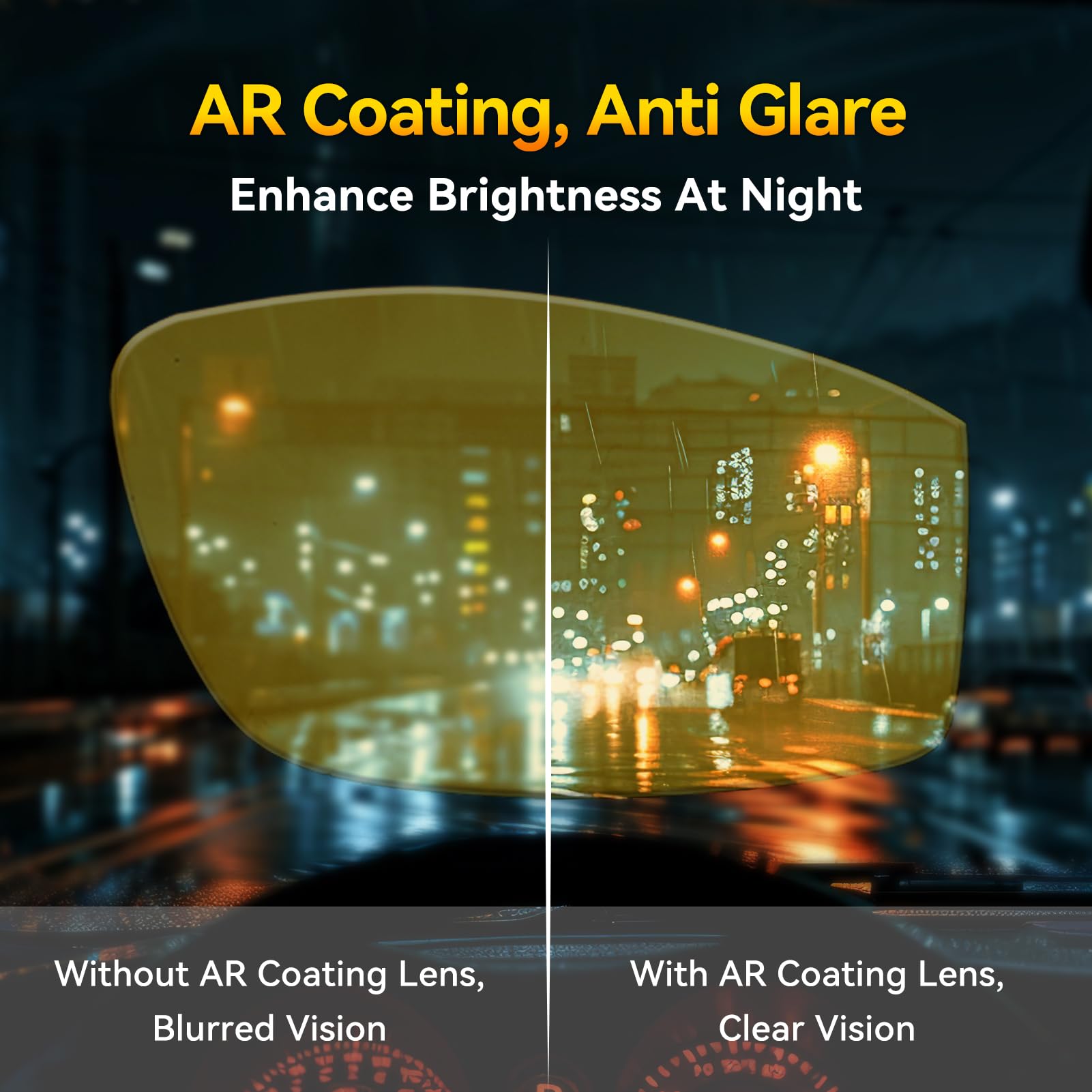 Night Vision Glasses for Men & Women - Anti Glare Yellow Lens, Fit Over Prescription Eyewear | Perfect for Driving, Hunting & Low Light Activities