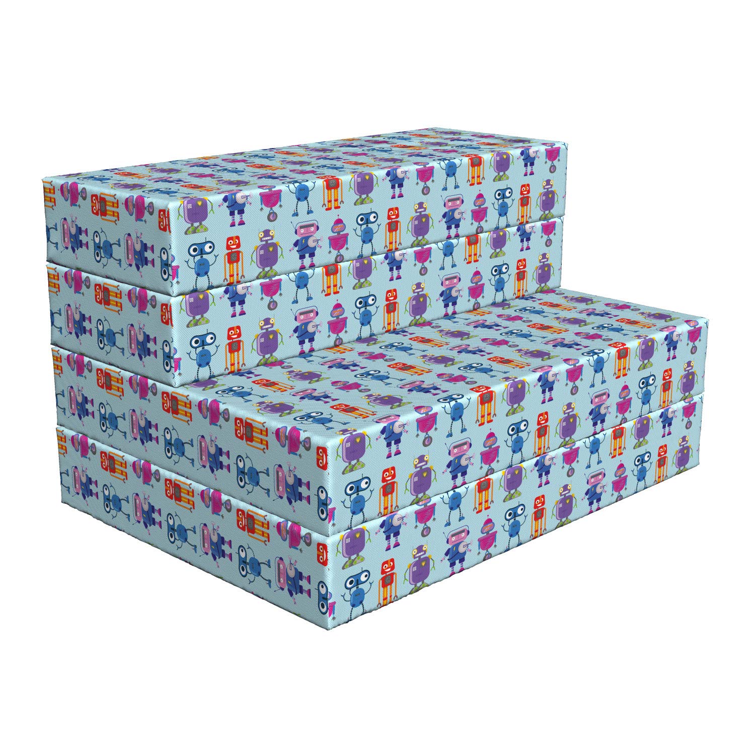Ambesonne Alien Themed Foldable Mattress - Colorful Robots & Funny Shapes - 74.8