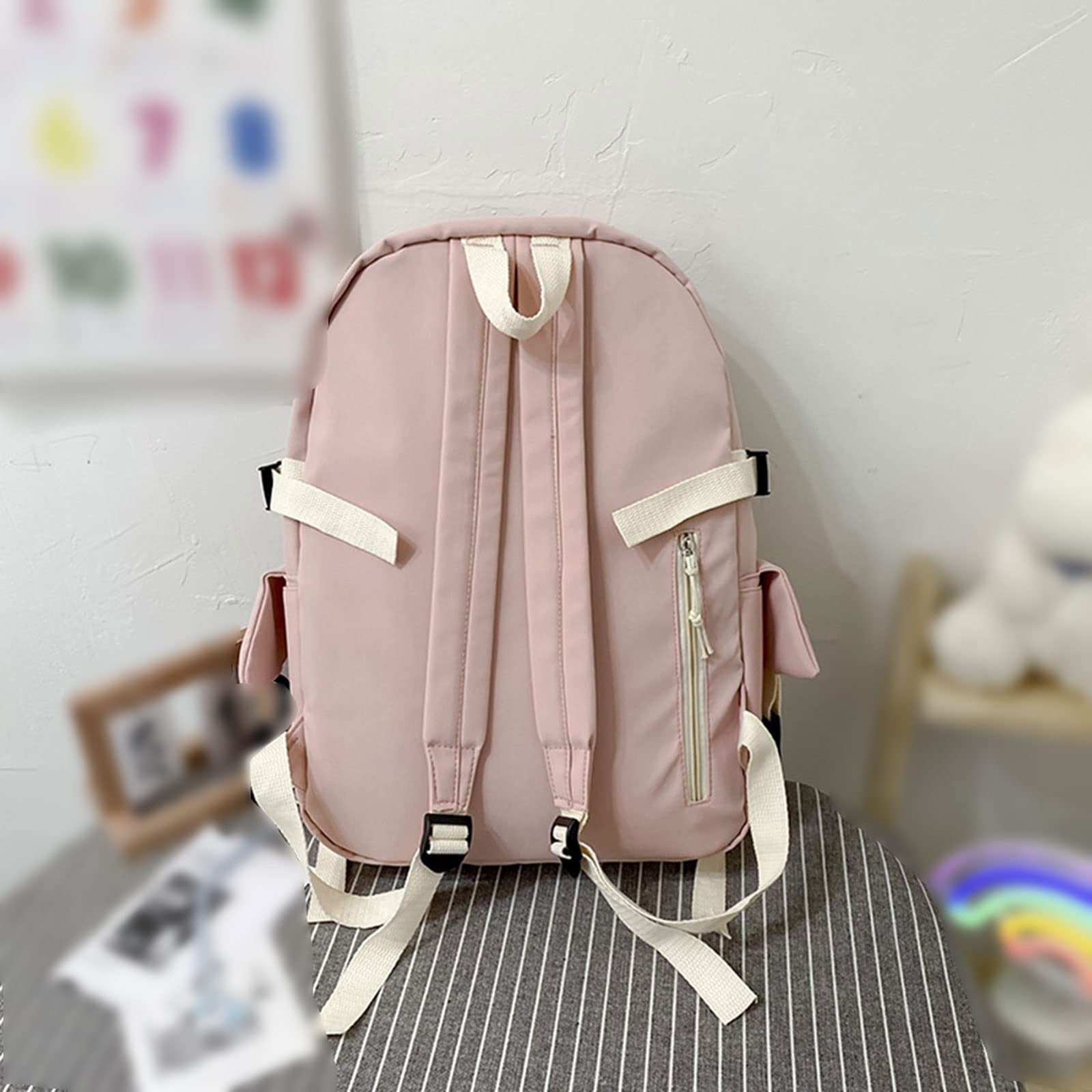 SUICRA Women's Backpack - Stylish Solid Color School Bag for Girls & Women, Multi-Pocket Cute Backpack for School, Work, Travel & Daily Use