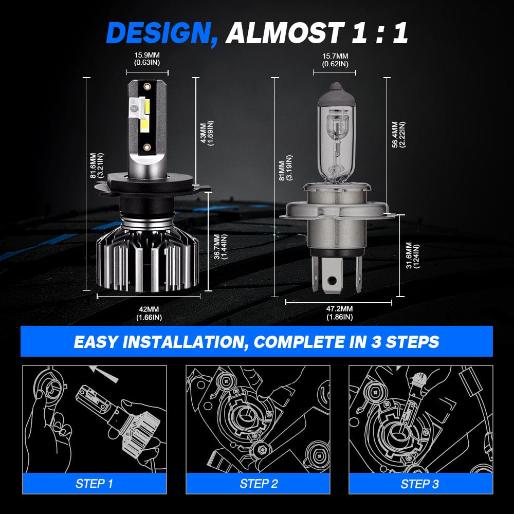 N11 Standard Series H4 9003 HB2 LED Bulbs - 60W Equivalent, 13000LM Brightness, 6500K Cool White (2-Pack) | Energy Efficient Replacement for Halogen Bulbs | Perfect for Cars, Trucks, Motorcycles & Off-Road Vehicles