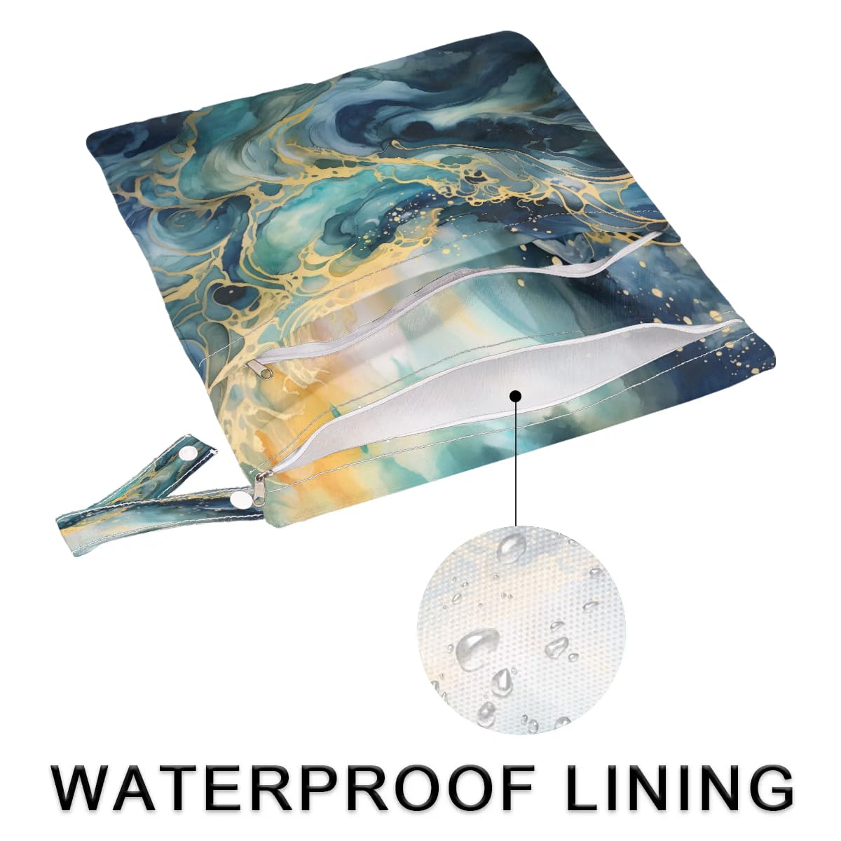 **2-Pack Waterproof Wet Dry Bag - Reusable Travel Laundry & Swimwear Organizer for Beach, Pool, Gym, Yoga - Boho Marble Design for Diapers, Bathing Suits & Clothes Storage**    *(Perfect for Travel, Sports, Baby Care & Daily Organization - Leakproof & Durable Fabric for Hassle-Free Use)*