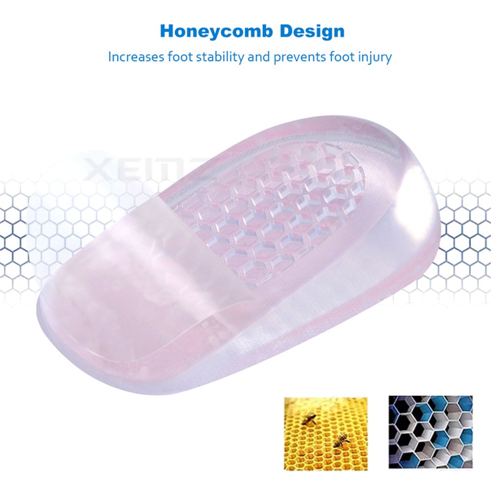 **Gel Shoe Insoles for Heel Pain Relief - Medical Silicone Heel Lift Pads, Height Increase Cushion & Shock Absorbing Heel Cups - Supports Sore Heels, Bone Spurs (Black, 0.98