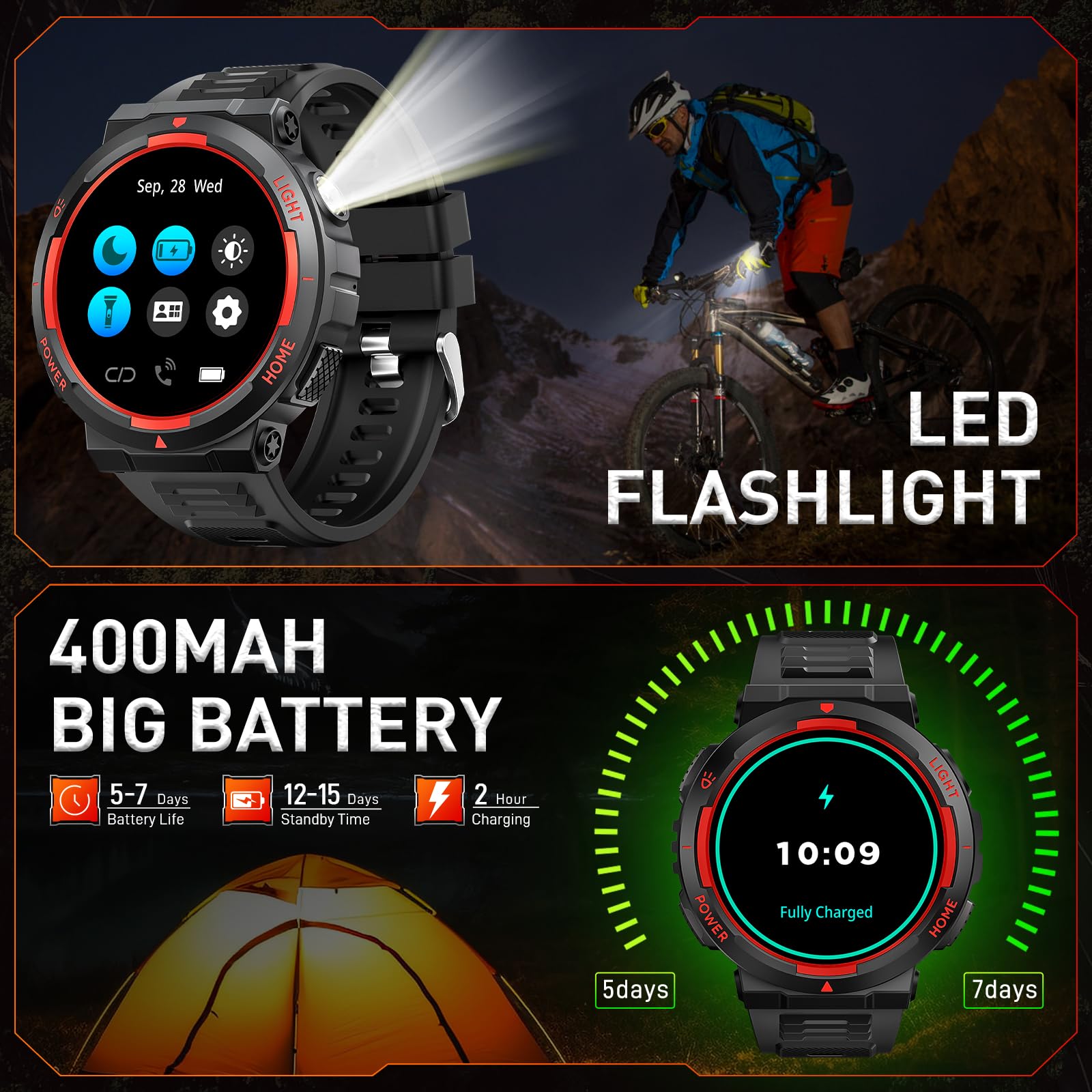 Military Smart Watch for Men - Call & Fitness Tracker for Outdoor Sports & Health Monitoring - iPhone/Android Compatible