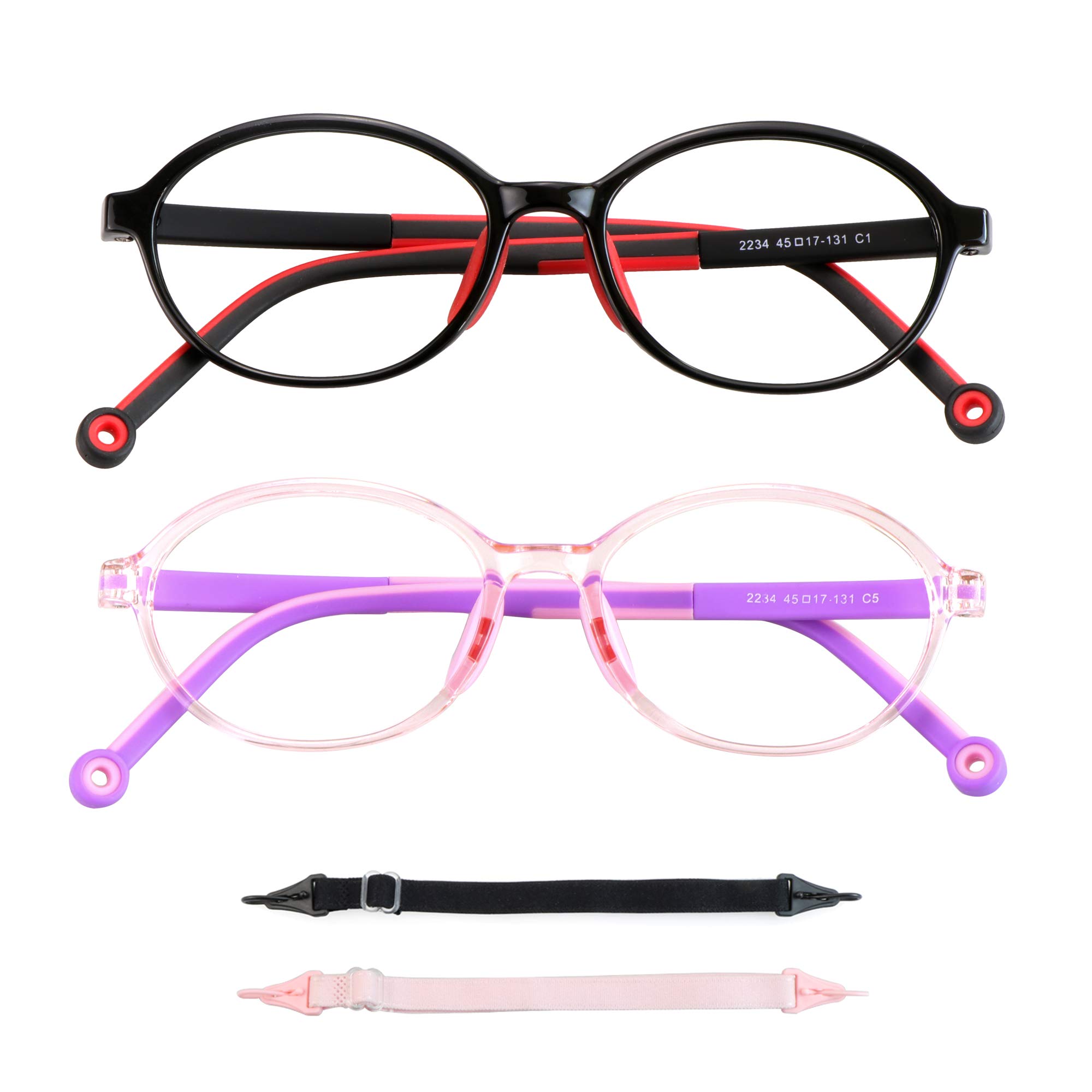 Kids Blue Light Blocking Glasses 2-Pack - UV400 Protection for Children 3-12 | Gaming & Study Use