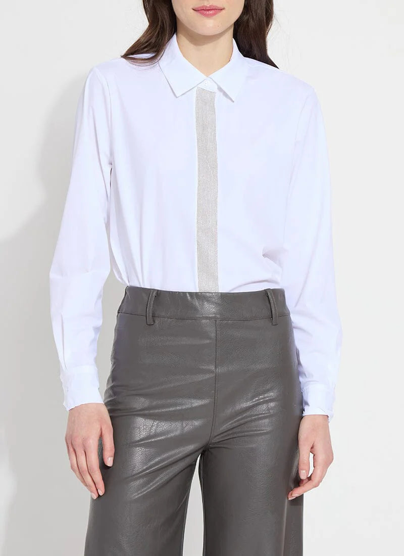 Connie Micro Beaded Shirt for Women - Elegant White Blouse with Beaded Details | Perfect for Parties, Weddings & Special Occasions