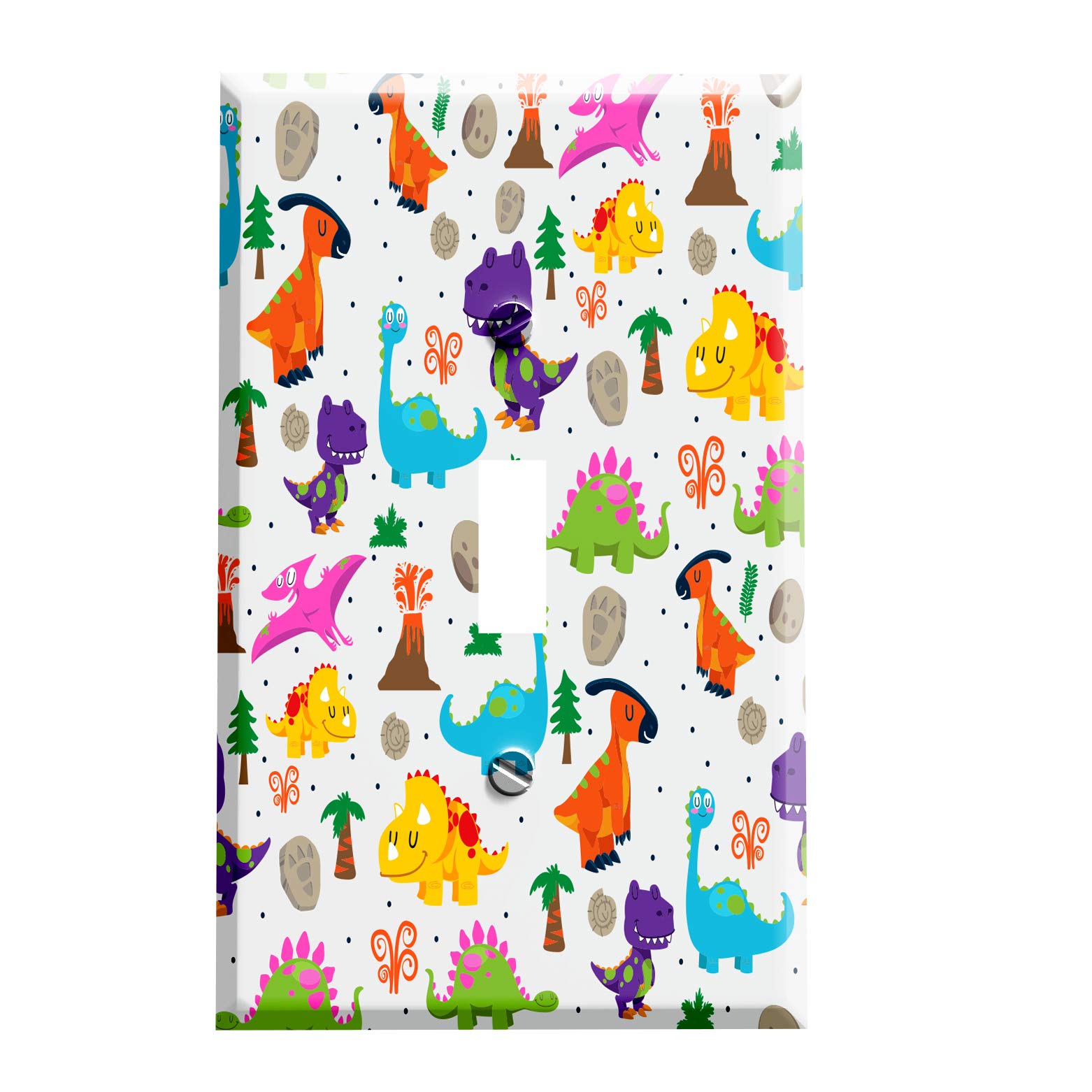 Dinosaur Light Switch Cover - Single Toggle Switch Plate with Cute Dinosaur Design for Kids Room, Nursery, or Playroom Decor
