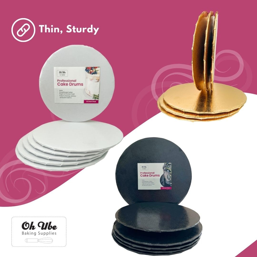 12-Pack 12 Inch Round Corrugated Cake Boards - Food-Grade Greaseproof Wraparound Cake Drums (1/4