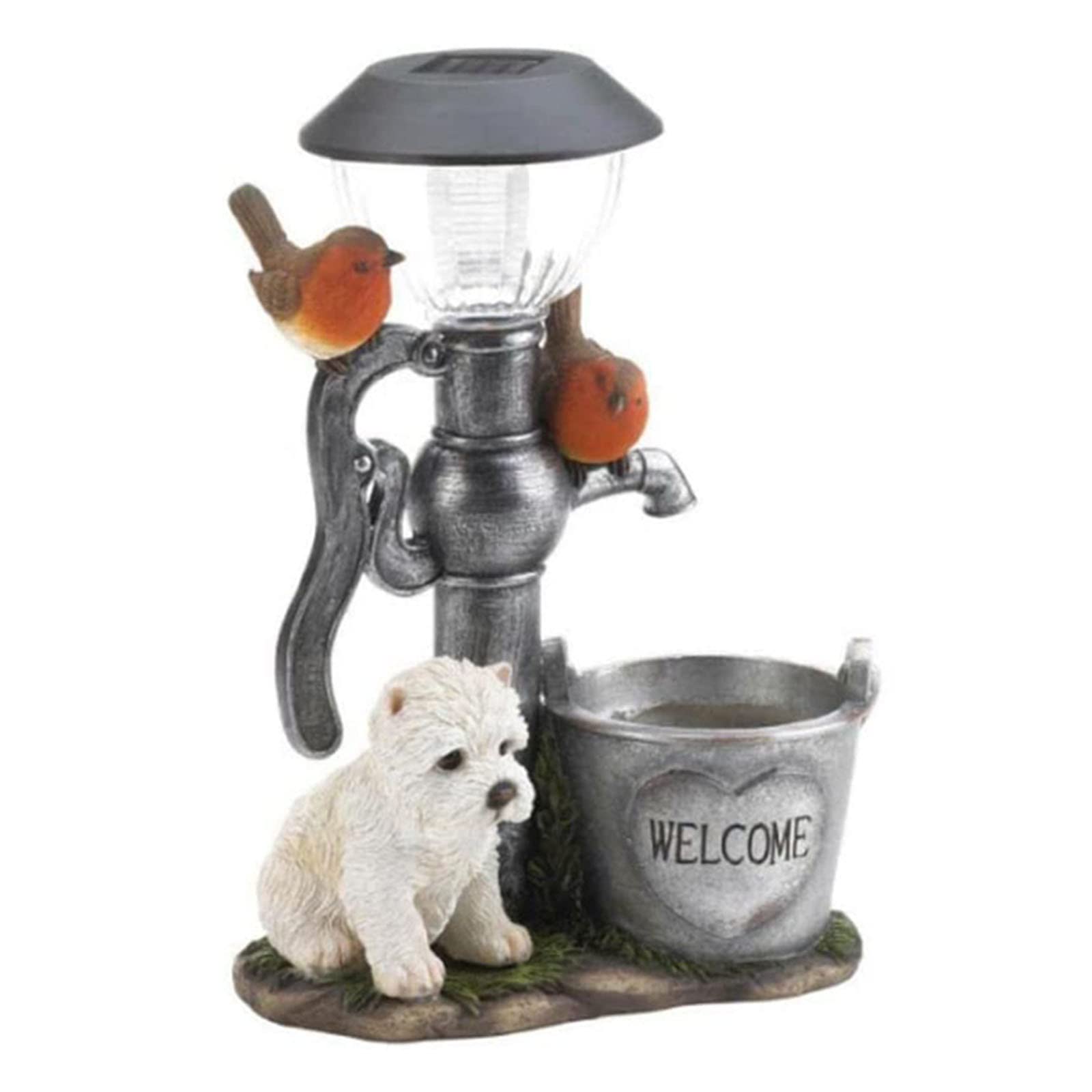 Solar Powered Resin Dog Lamp - Cute Puppy LED Garden Light for Outdoor Lawn & Patio Decor - Waterproof Animal Figurine with Auto On/Off at Night - Perfect for Yard, Pathway, and Landscape Lighting
