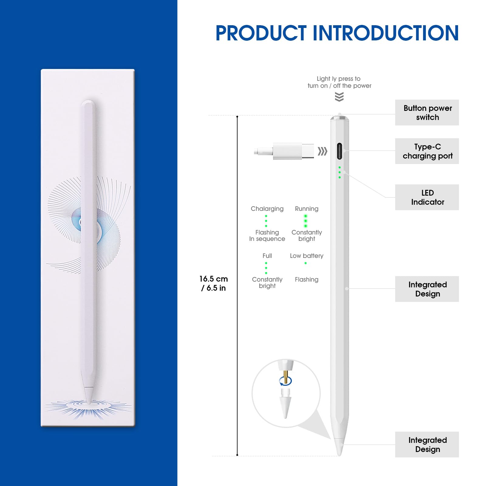 Premium Stylus Pen for iPad 2018-2023 - Fast Charging in 15 Minutes | Compatible with iPad Pro 11/12.9
