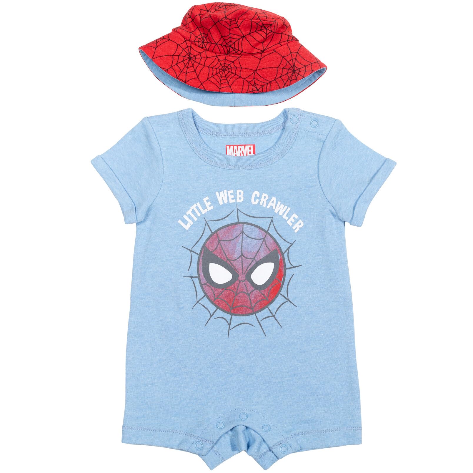 Marvel Spider-Man Baby Romper & Sun Hat Set - Newborn to 12 Months | Cute Superhero Outfit for Boys & Girls | Perfect for Playtime, Photo Shoots & Birthday Parties