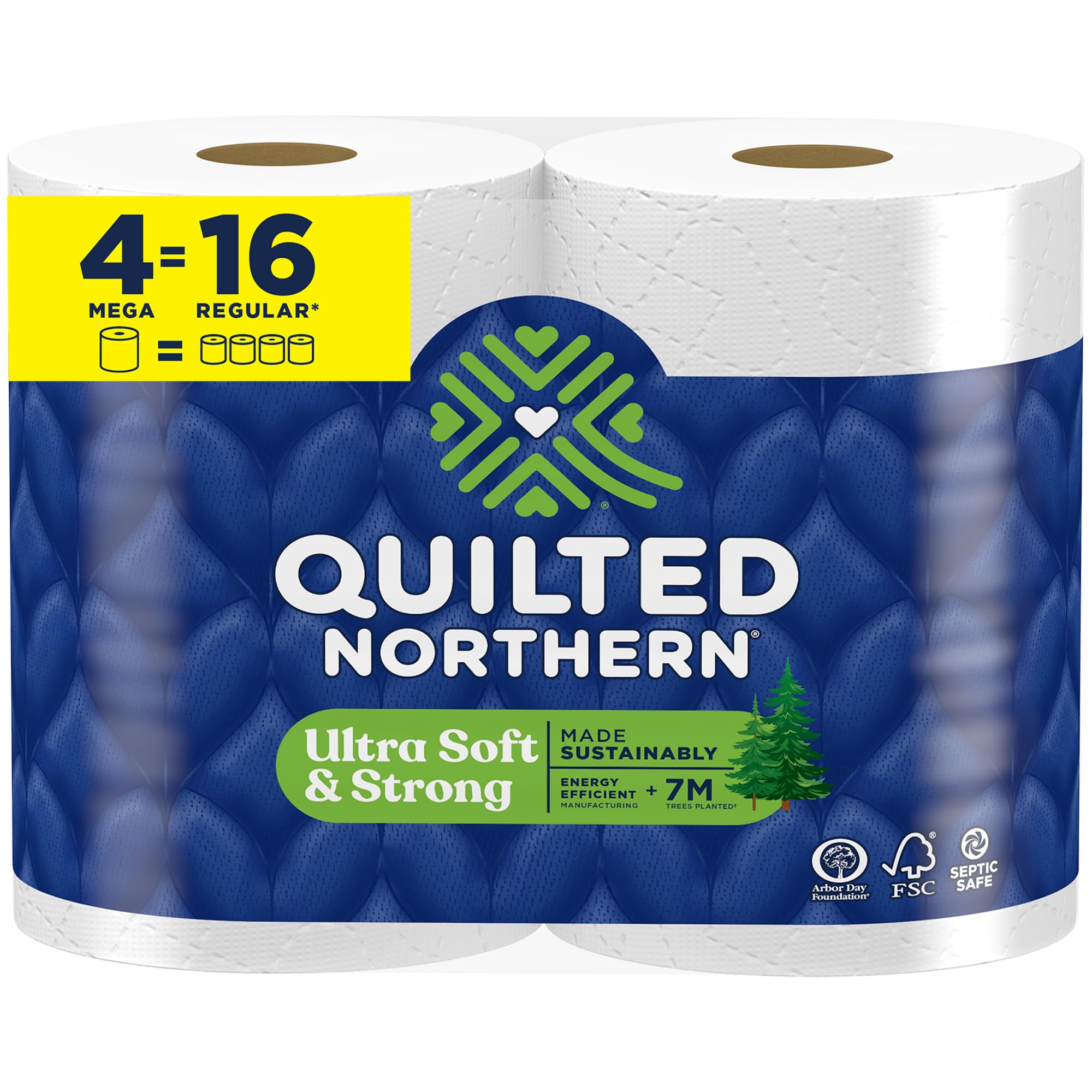 Quilted Northern Ultra Soft & Strong Toilet Paper - 4 Mega Rolls (Equals 16 Regular Rolls) | 5X Stronger & Premium Soft Bath Tissue | Perfect for Home, Office & RV Use