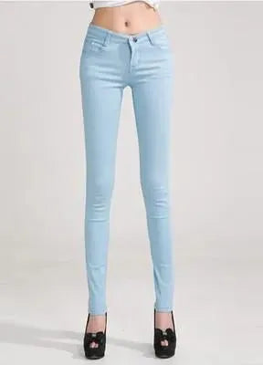 Best Women's Skinny Jeans - Light Blue Denim Stretch Pants for Casual Wear & Everyday Outfits
